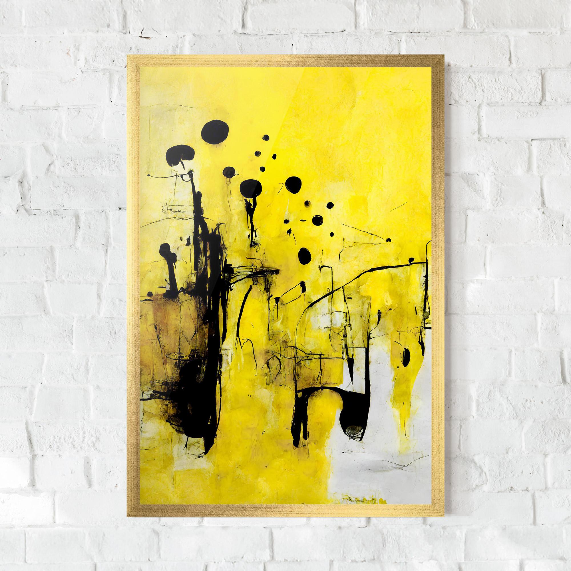 Рамкиран постер Abstract Black Yellow mockup 0