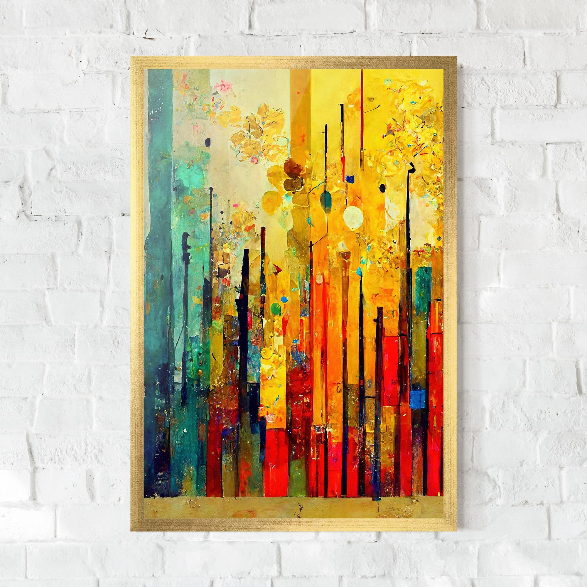 Рамкиран постер Black Lines On Yellow Light mockup 0