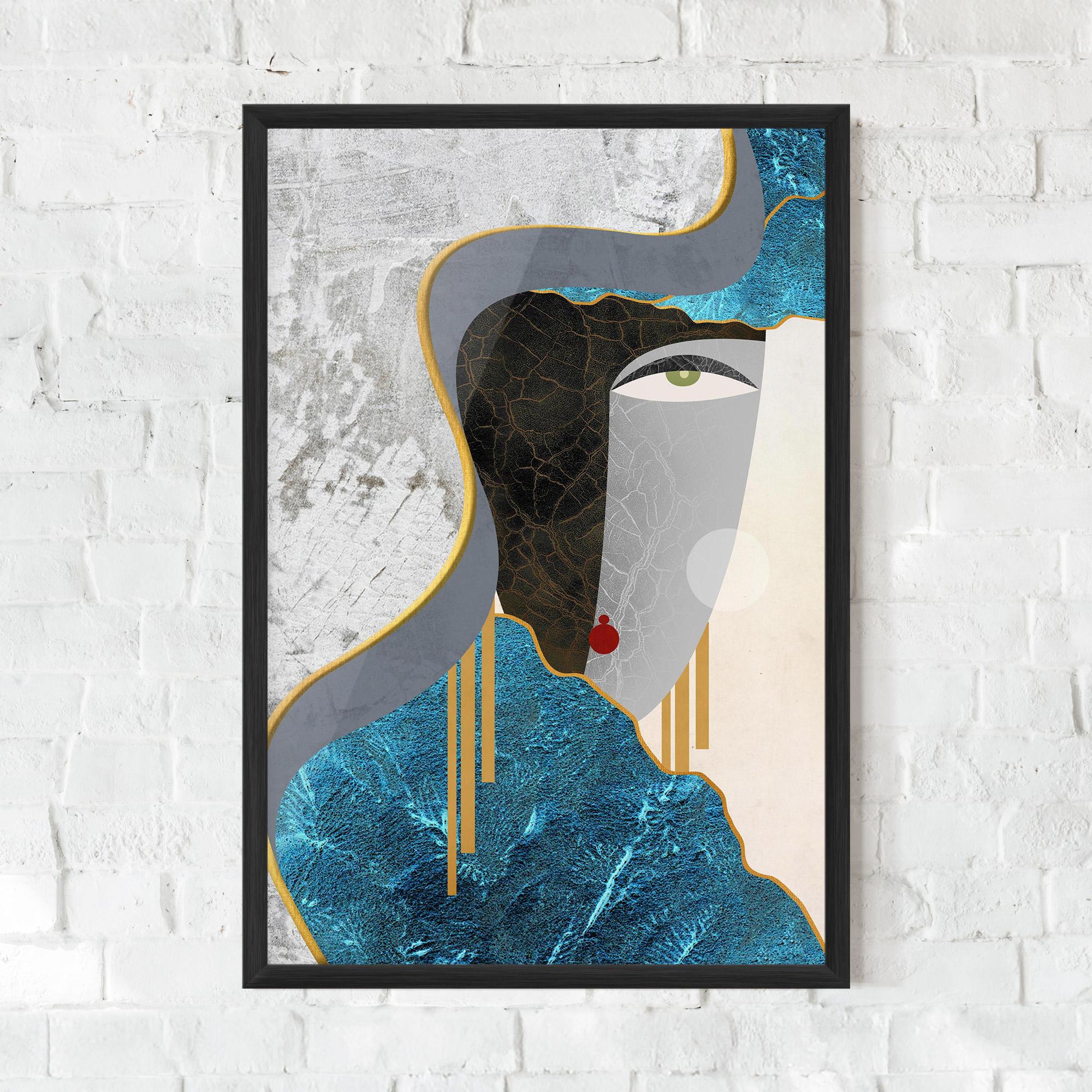 Рамкиран постер Abstract Blue Face mockup 0