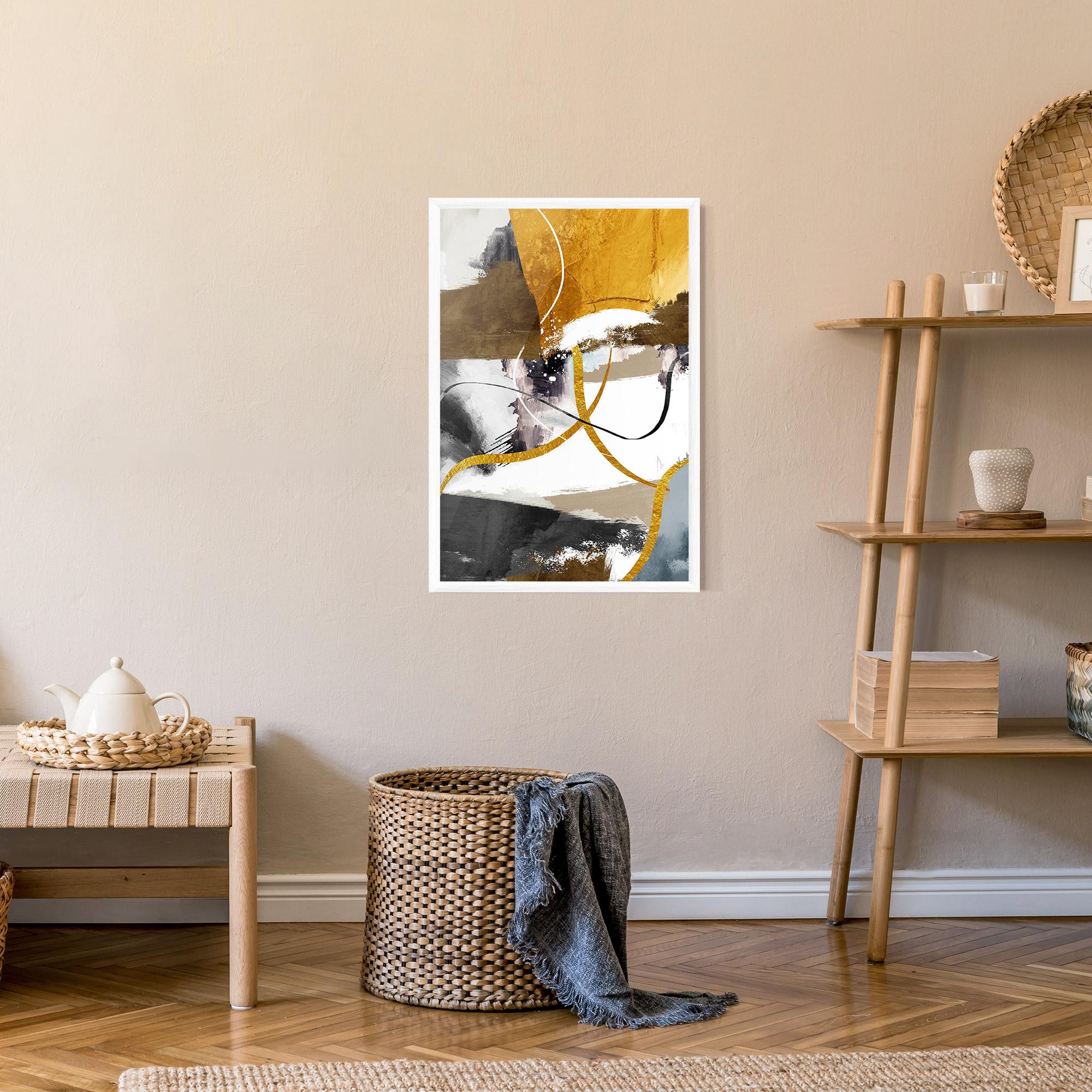 Рамкиран постер Chaotic Golden Painting mockup 9