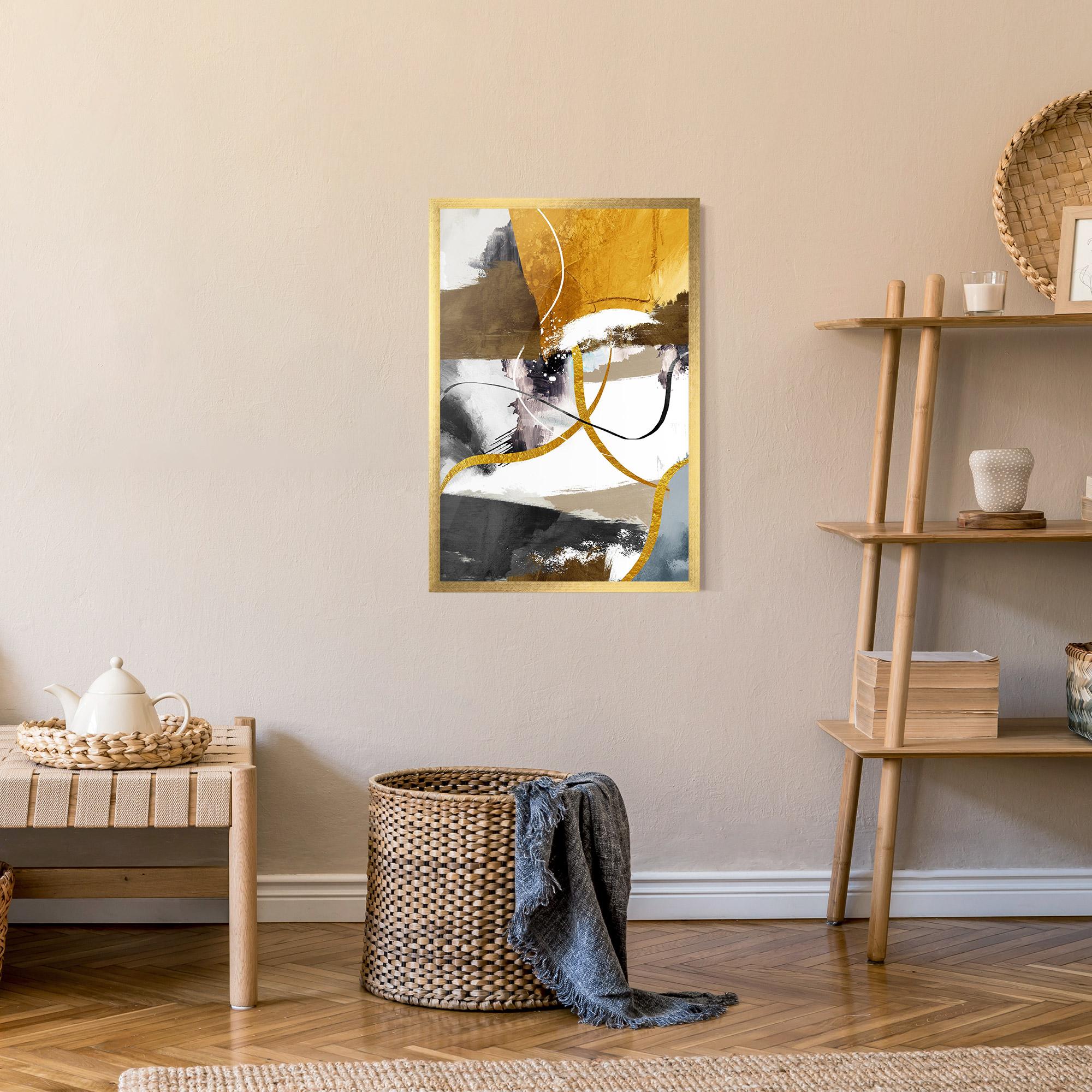 Рамкиран постер Chaotic Golden Painting mockup 9