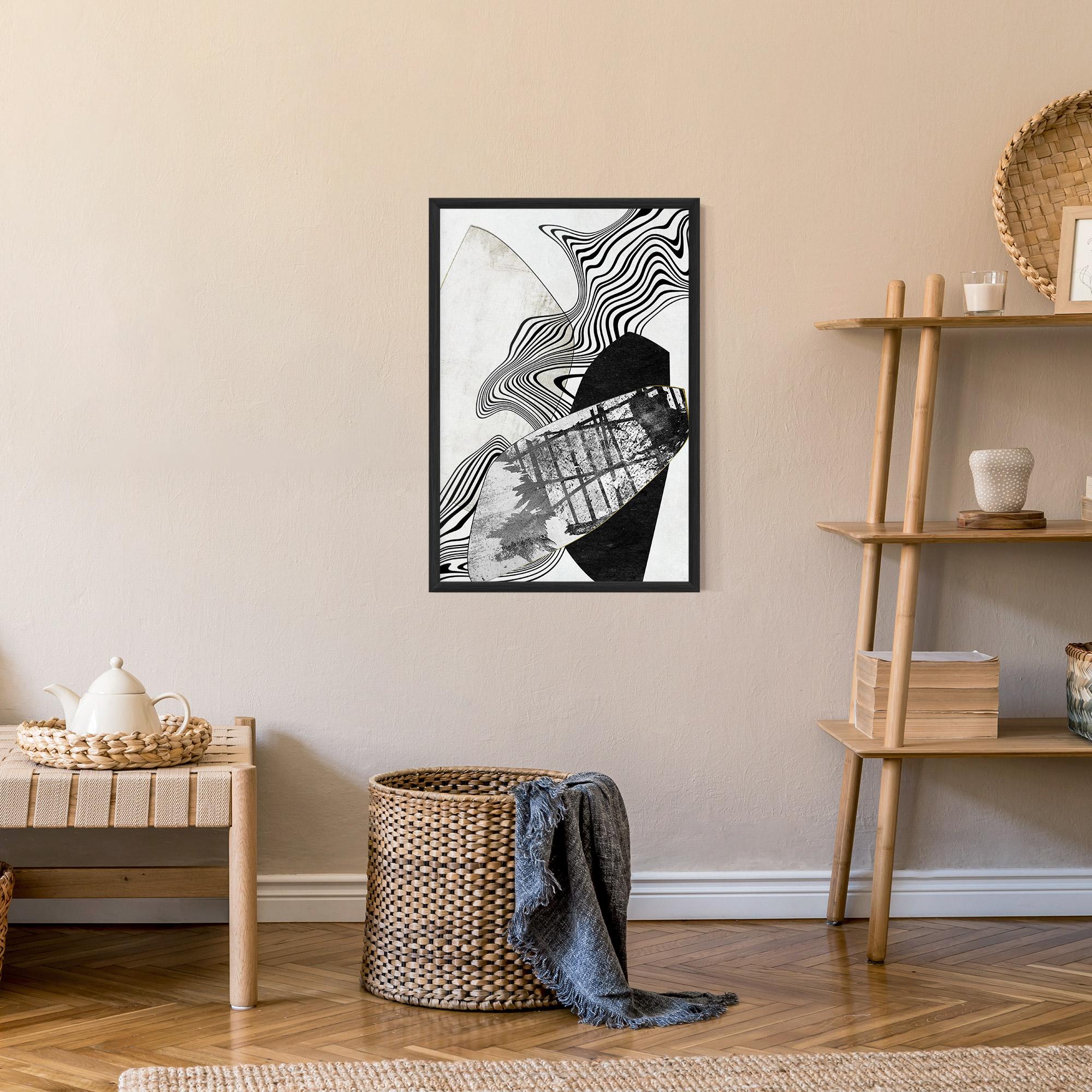 Рамкиран постер Abstract Black Lines mockup 9