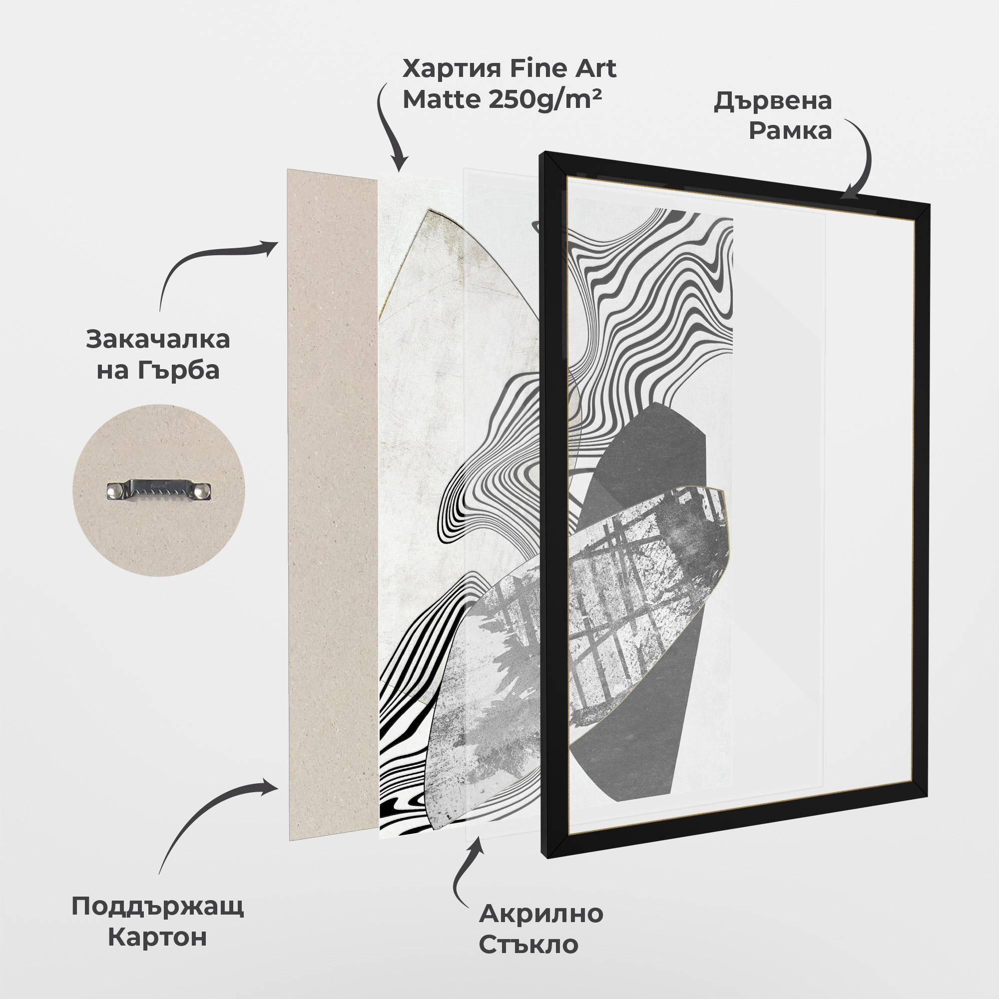 Рамкиран постер Abstract Black Lines mockup 1