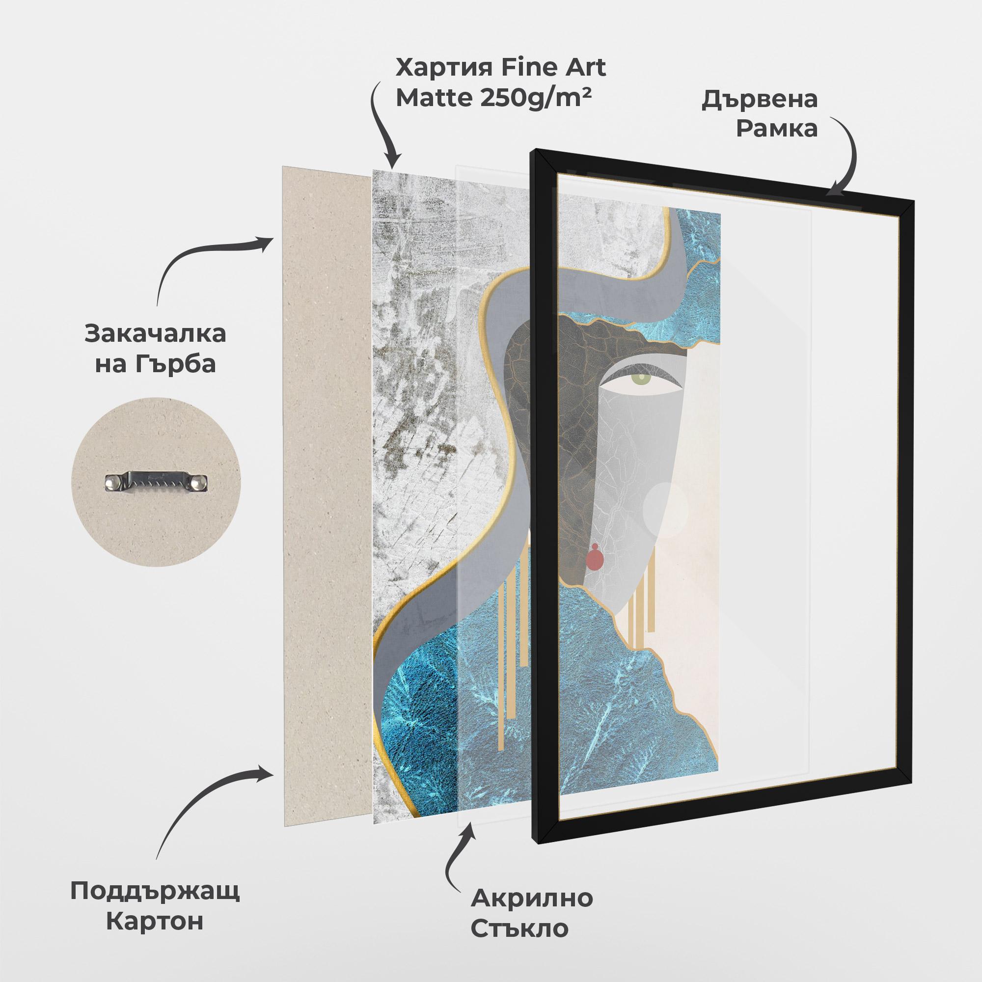 Рамкиран постер Abstract Blue Face mockup 1