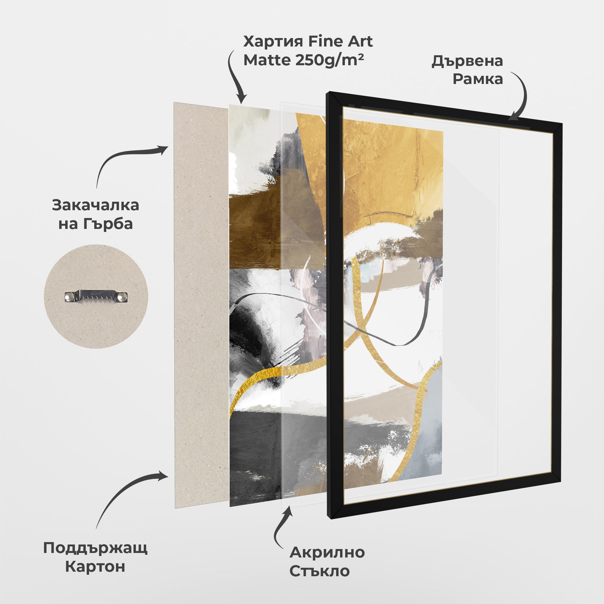 Рамкиран постер Chaotic Golden Painting mockup 1