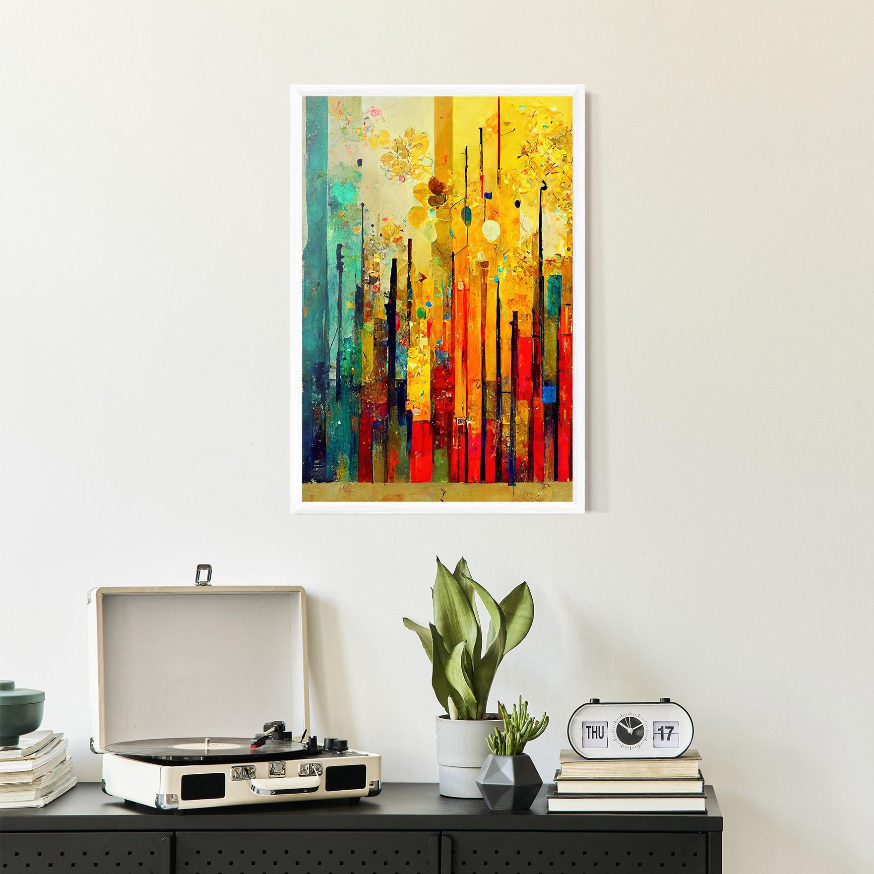 Рамкиран постер Black Lines On Yellow Light mockup 2