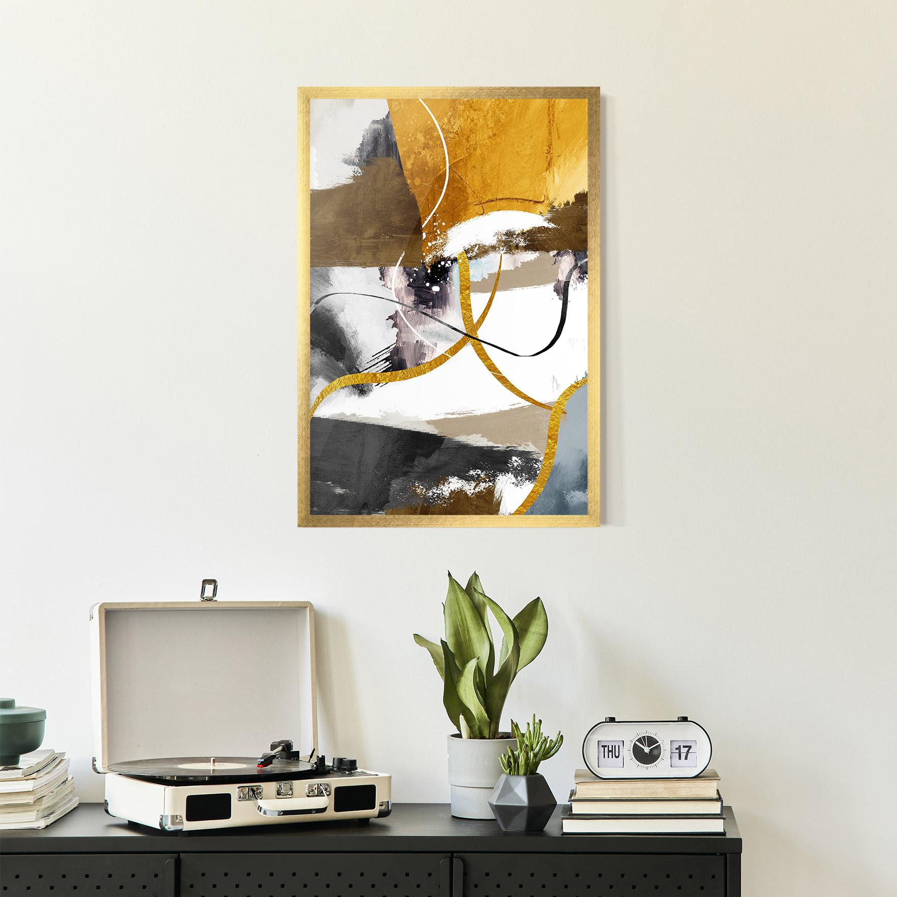 Рамкиран постер Chaotic Golden Painting mockup 2