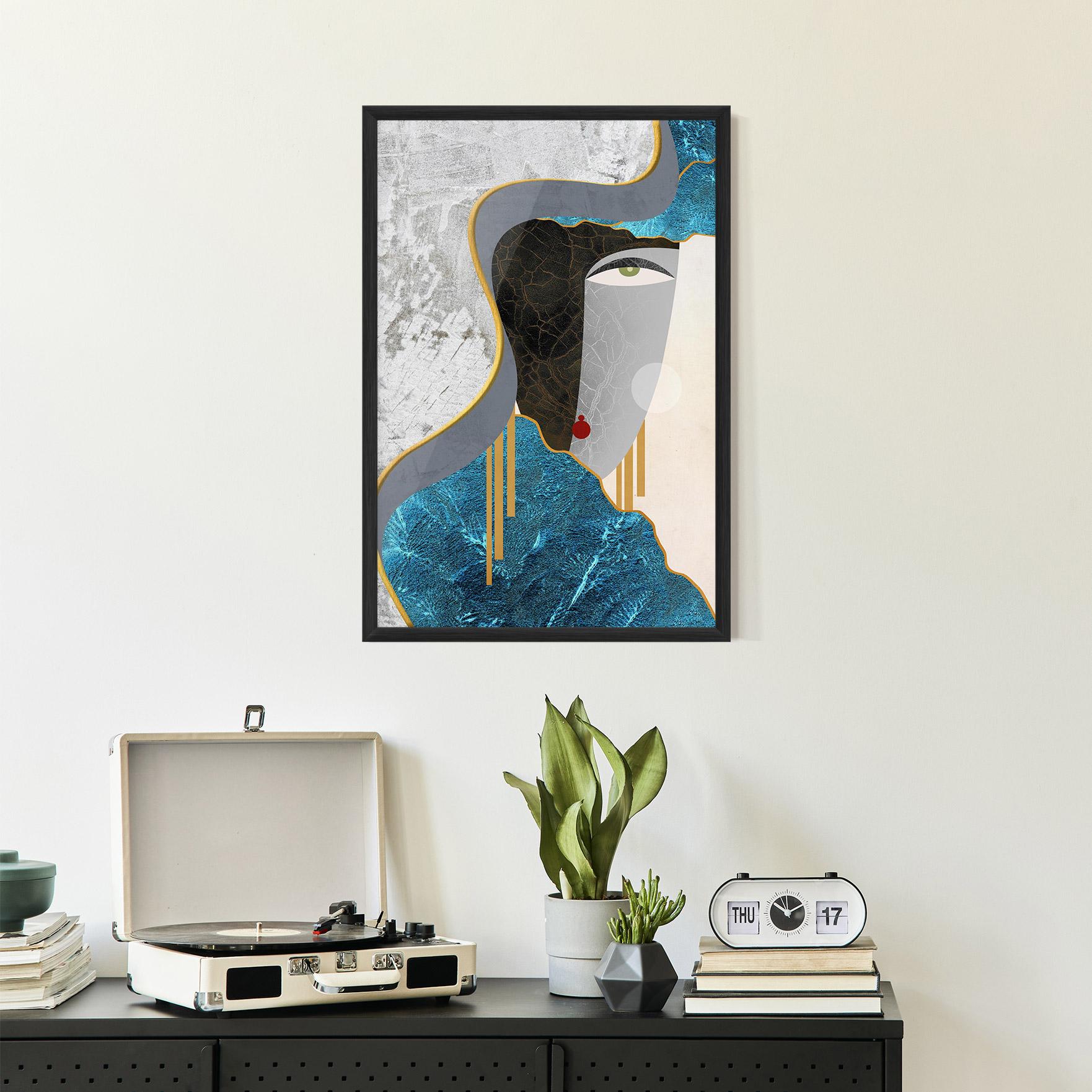 Рамкиран постер Abstract Blue Face mockup 2