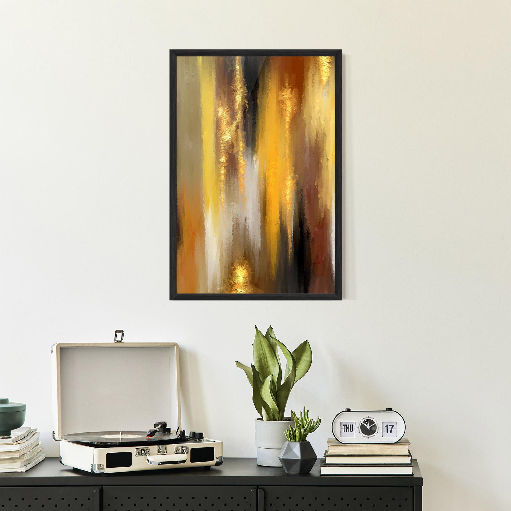 Рамкиран постер Golden Brown Art mockup 2