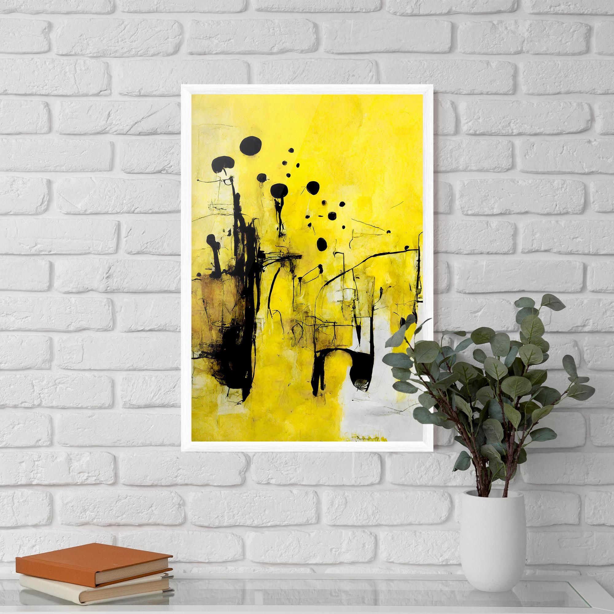 Рамкиран постер Abstract Black Yellow mockup 5