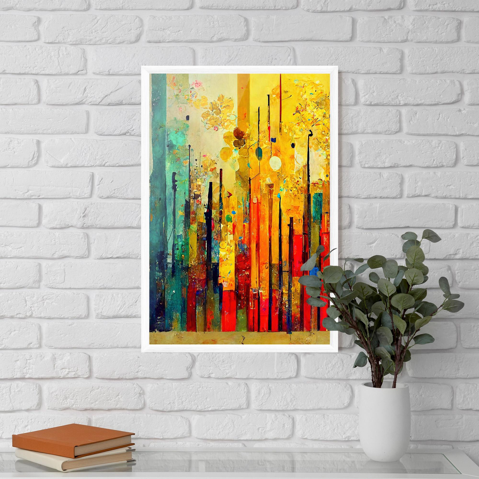 Рамкиран постер Black Lines On Yellow Light mockup 5