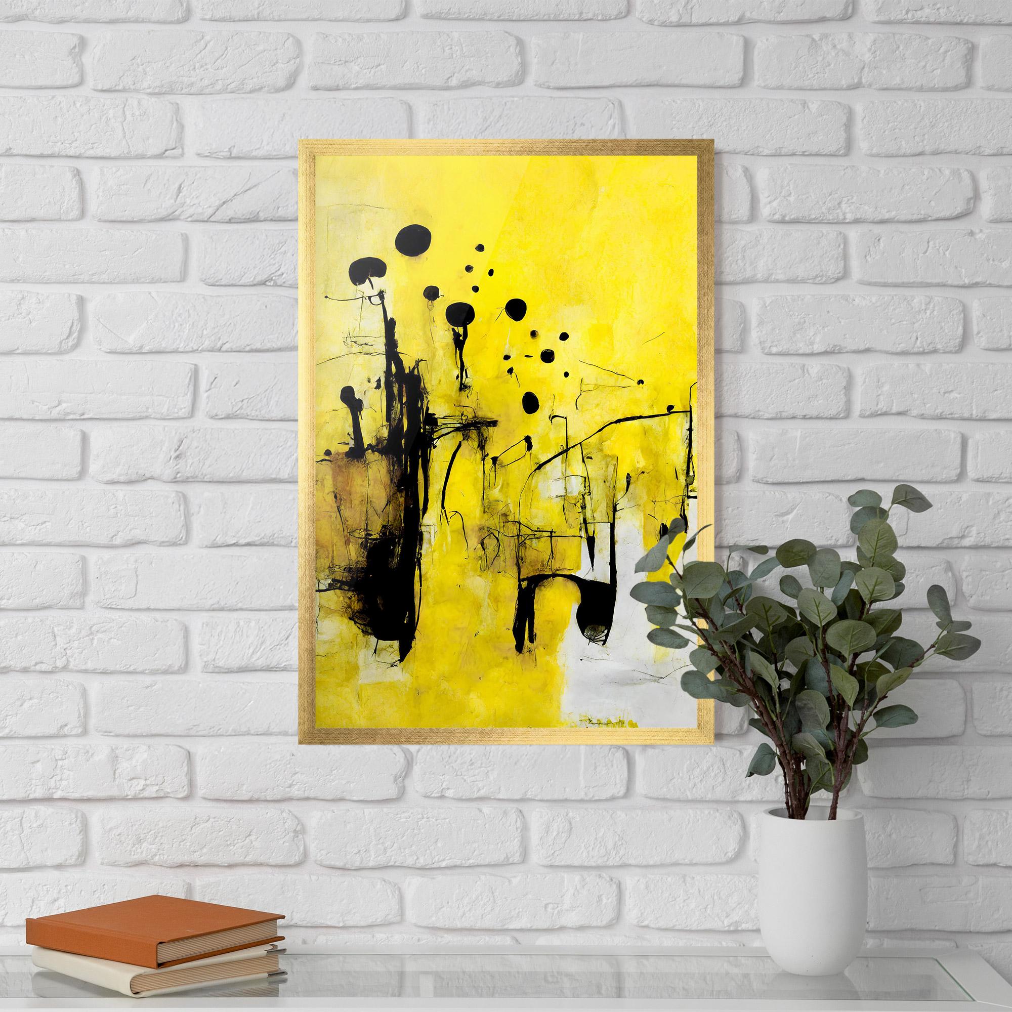 Рамкиран постер Abstract Black Yellow mockup 5