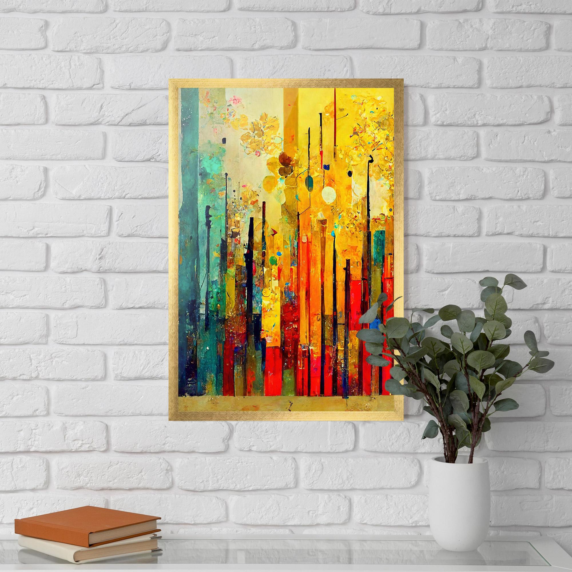 Рамкиран постер Black Lines On Yellow Light mockup 5