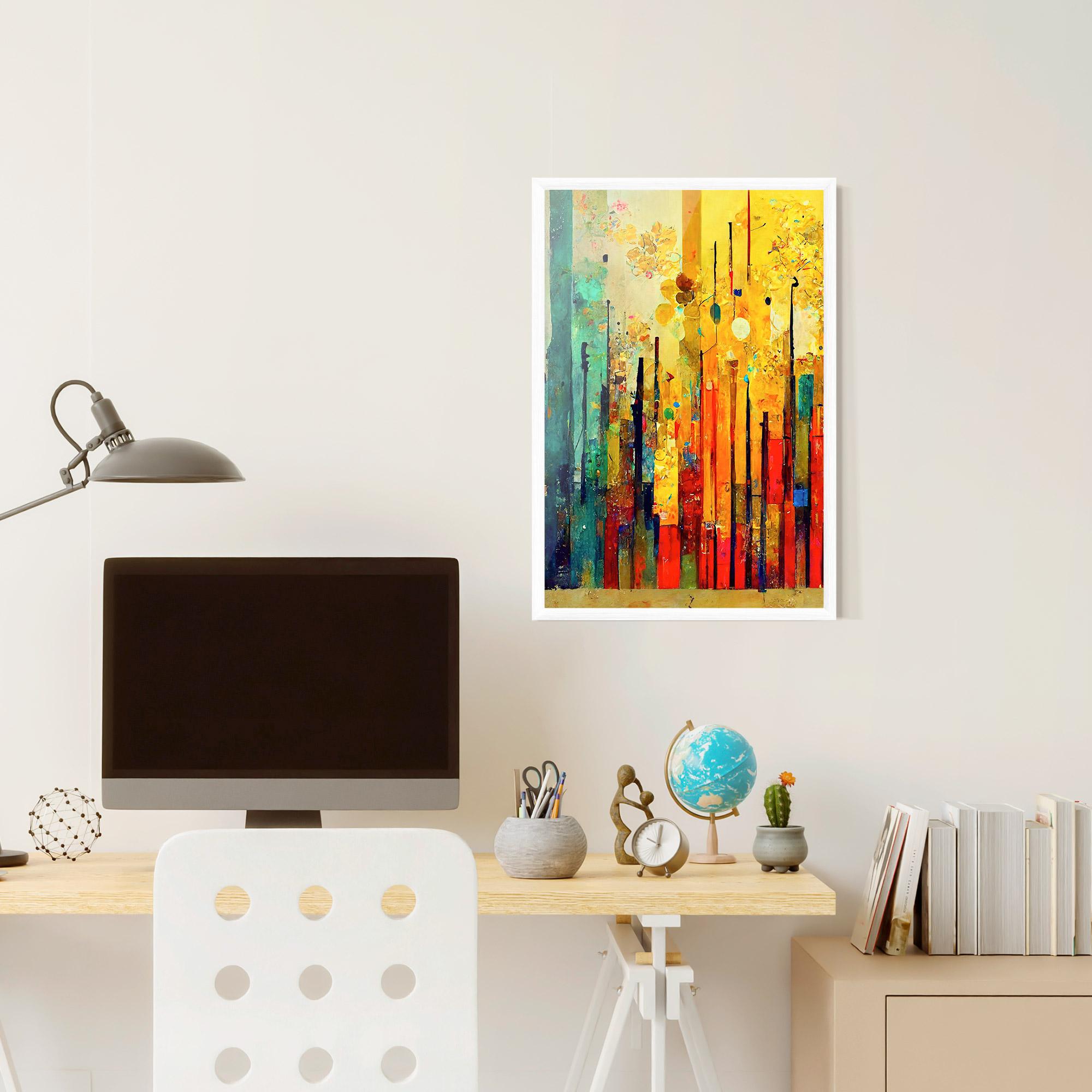 Рамкиран постер Black Lines On Yellow Light mockup 6