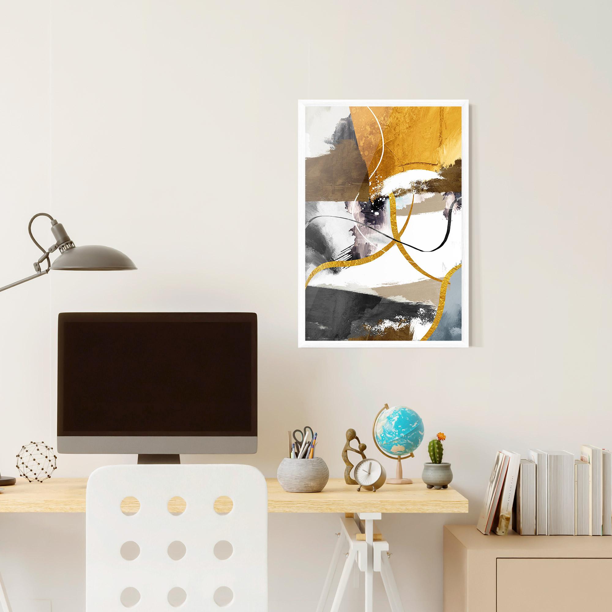 Рамкиран постер Chaotic Golden Painting mockup 6