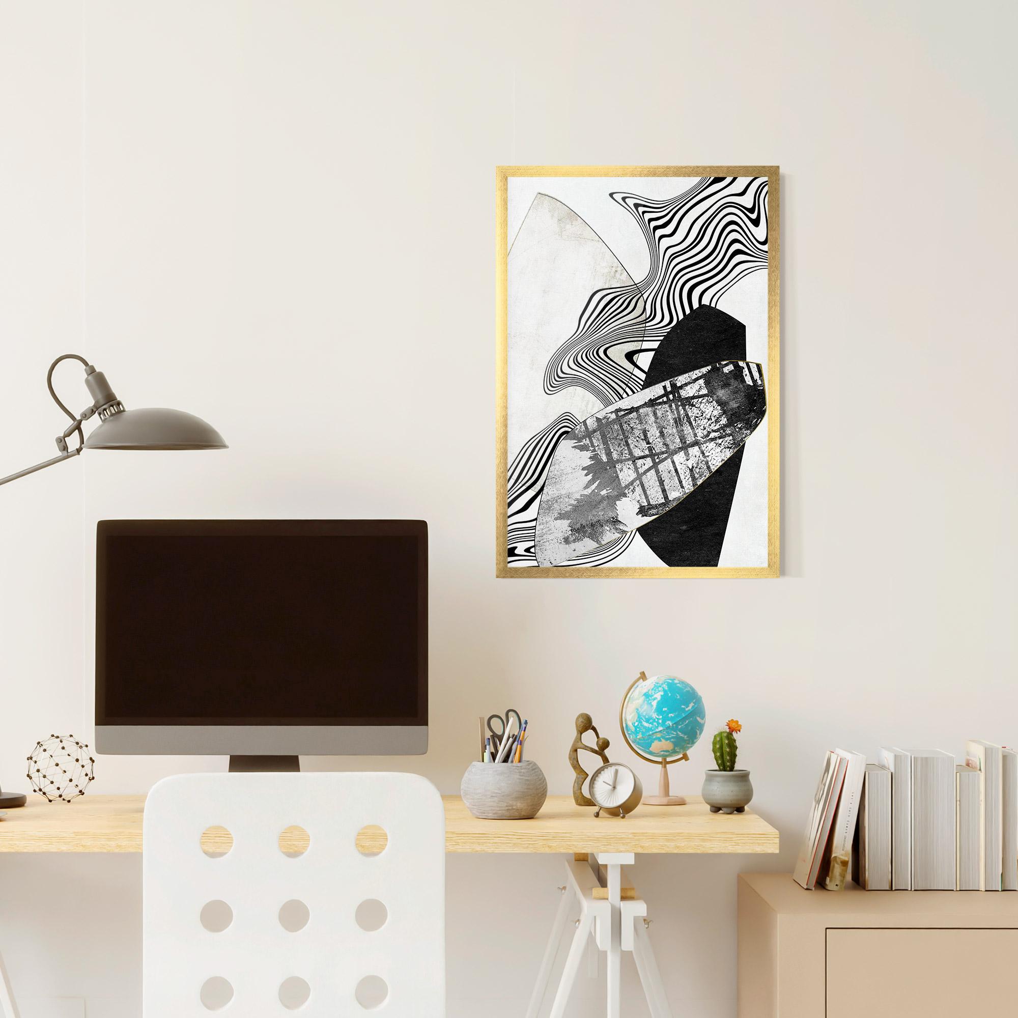 Рамкиран постер Abstract Black Lines mockup 6