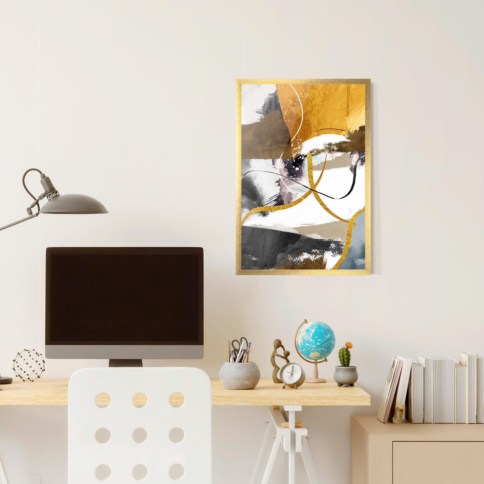 Рамкиран постер Chaotic Golden Painting mockup 6