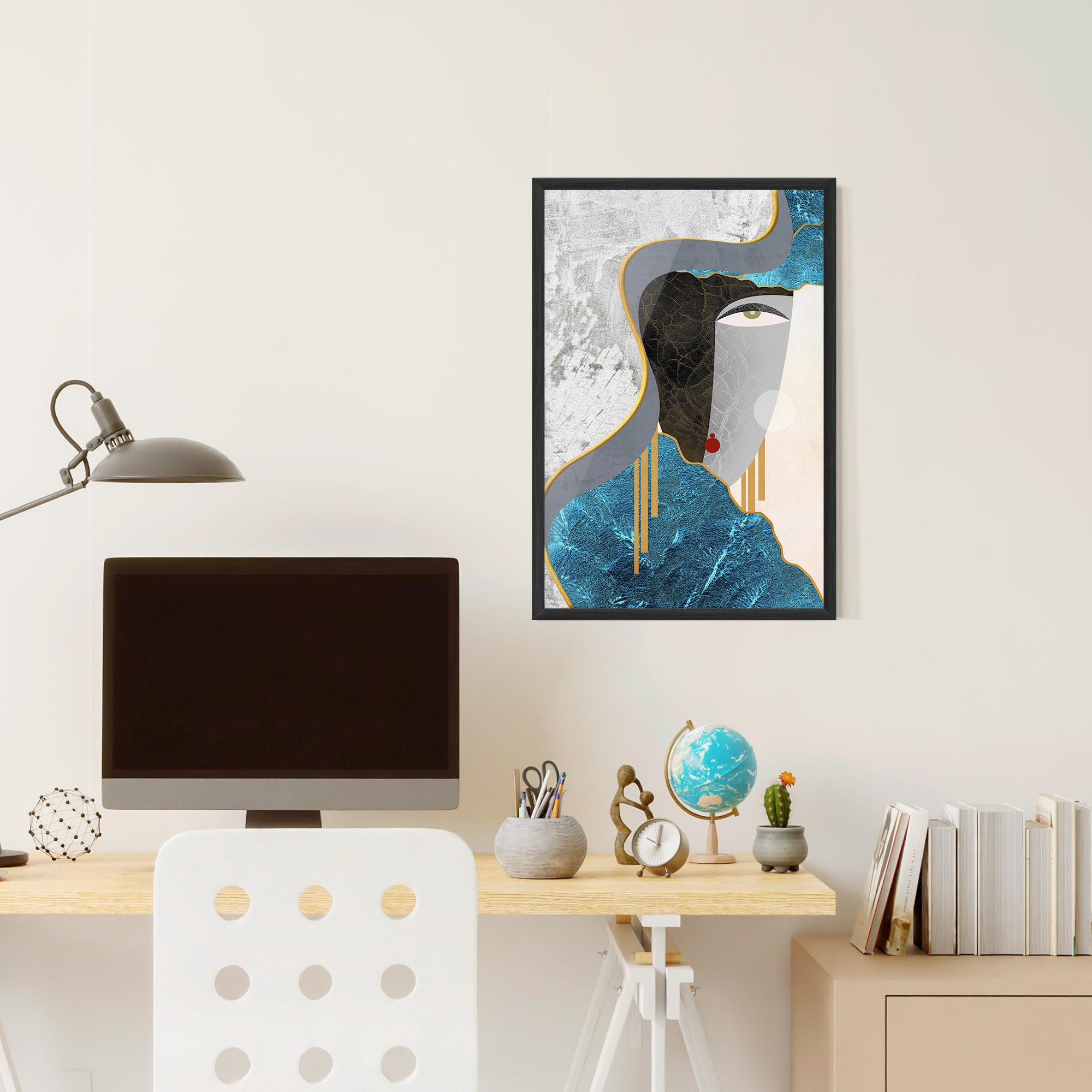 Рамкиран постер Abstract Blue Face mockup 6