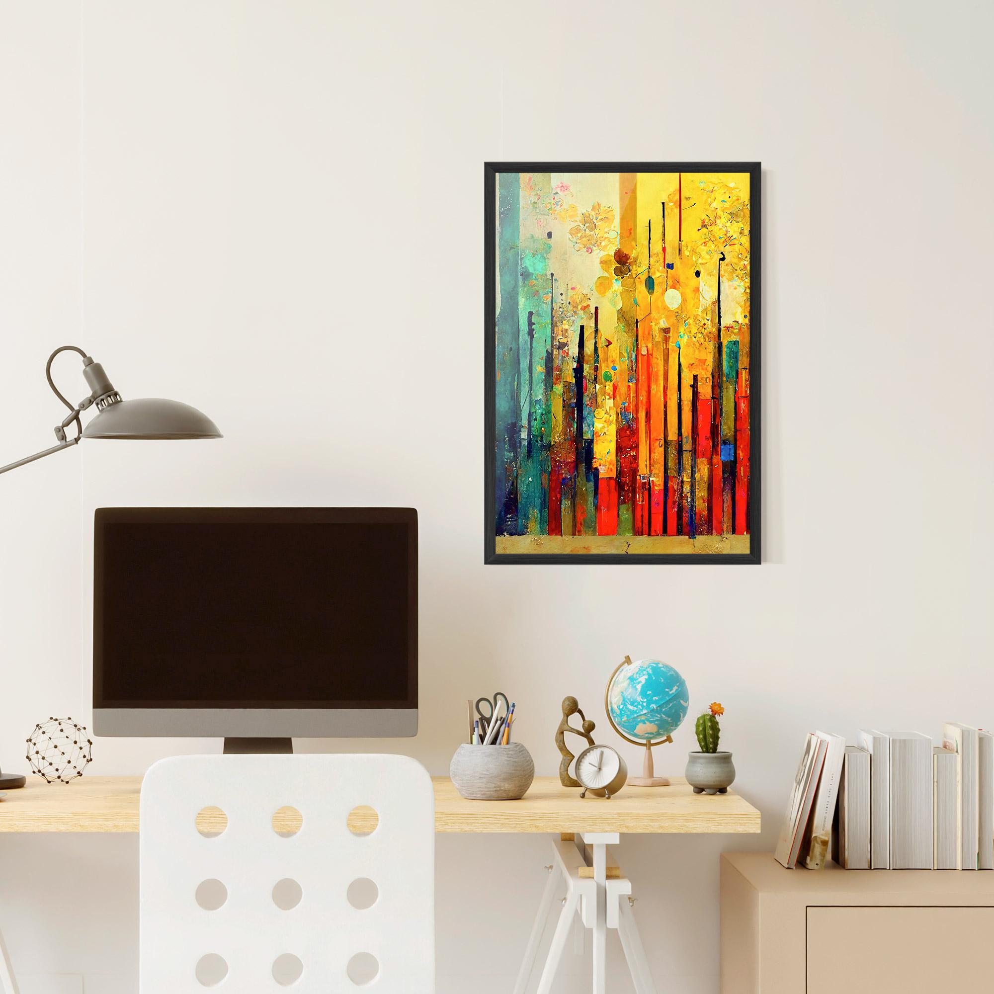 Рамкиран постер Black Lines On Yellow Light mockup 6