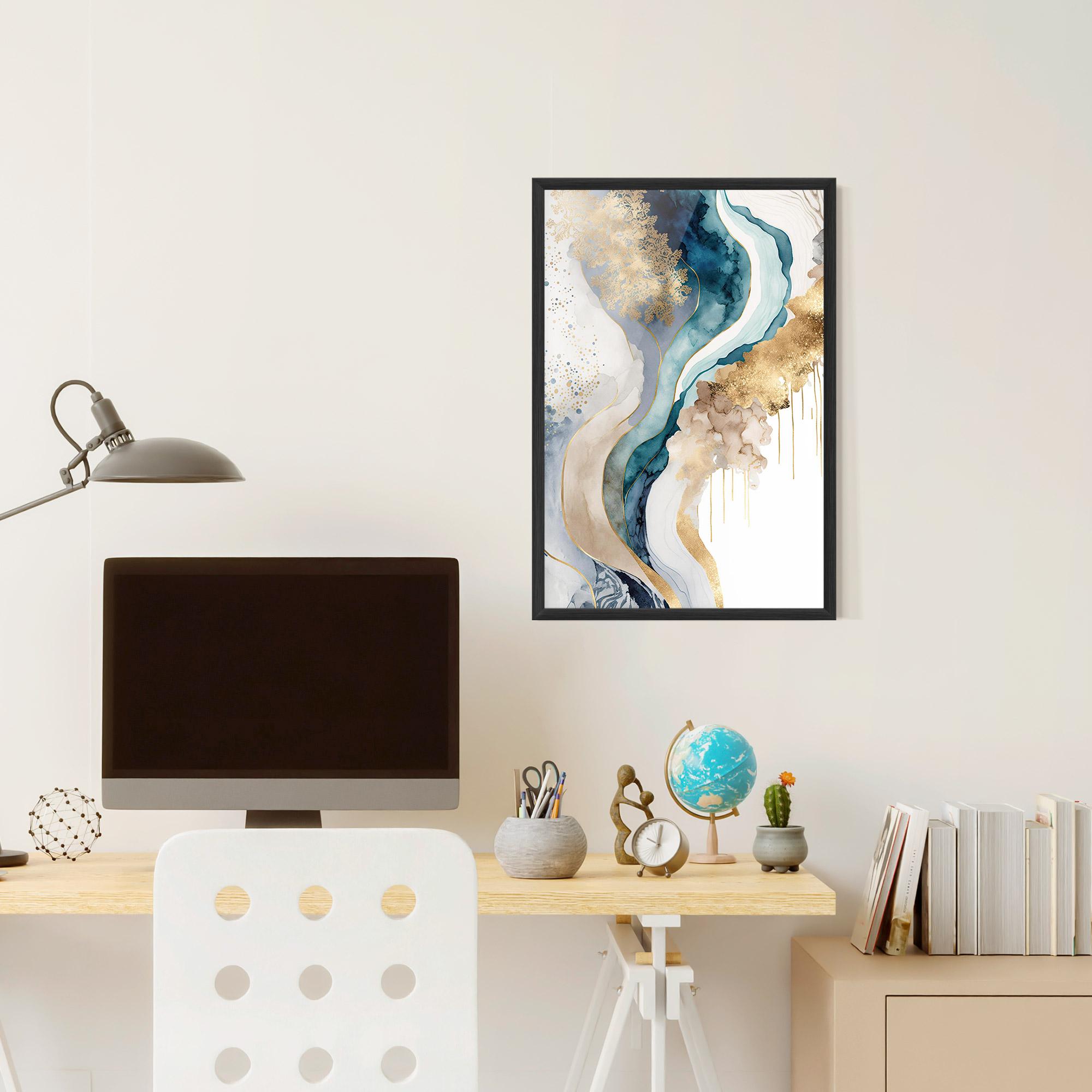 Рамкиран постер Light Blue Waves mockup 6