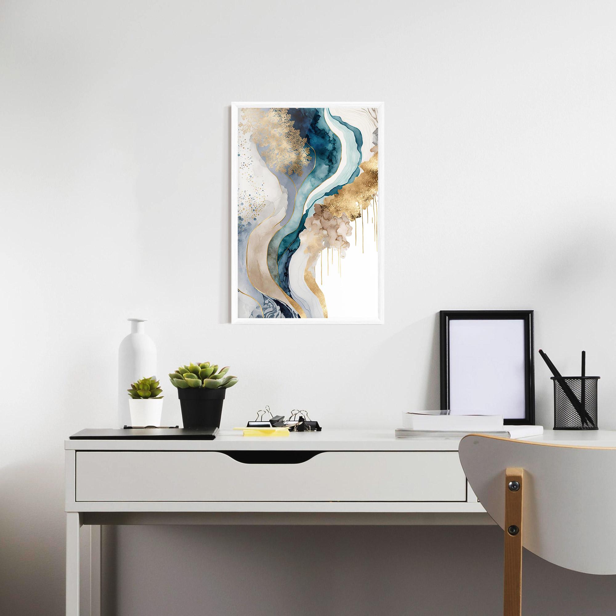 Рамкиран постер Light Blue Waves mockup 7