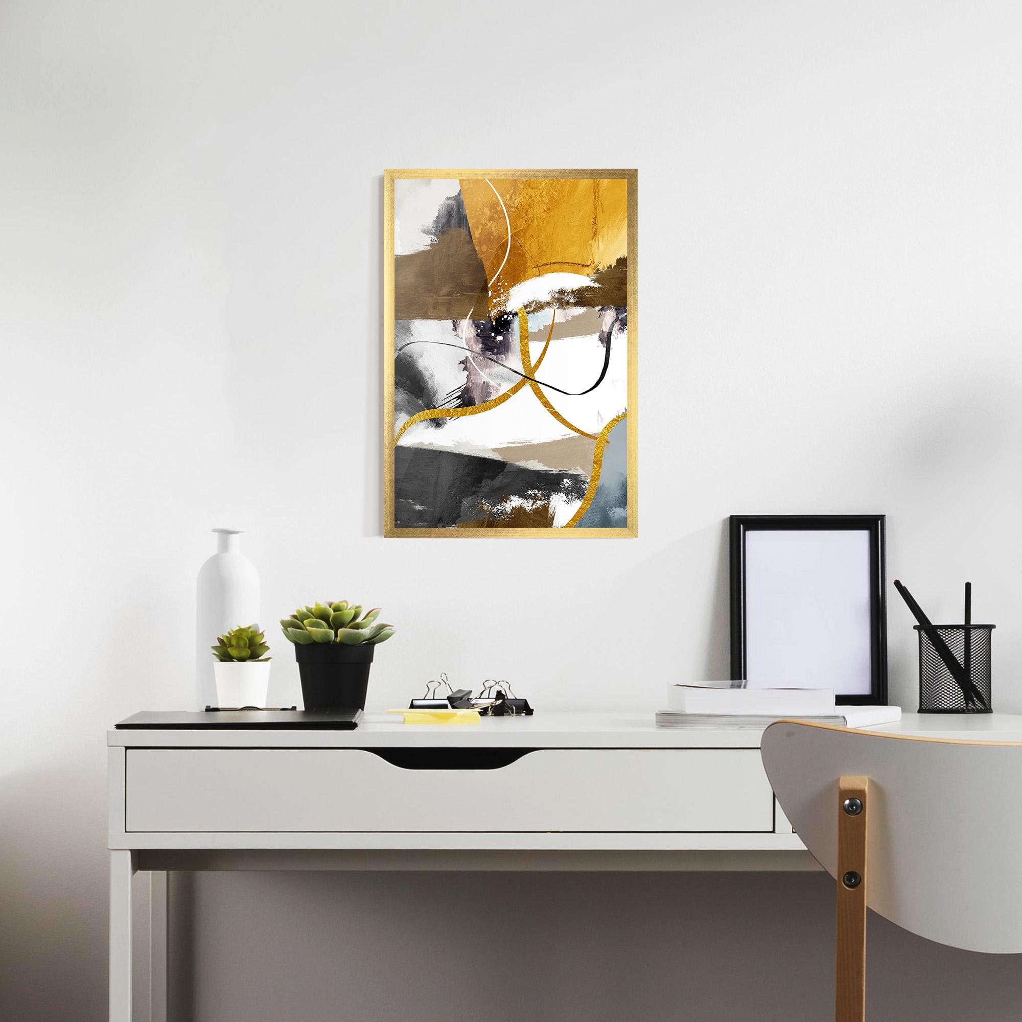 Рамкиран постер Chaotic Golden Painting mockup 7