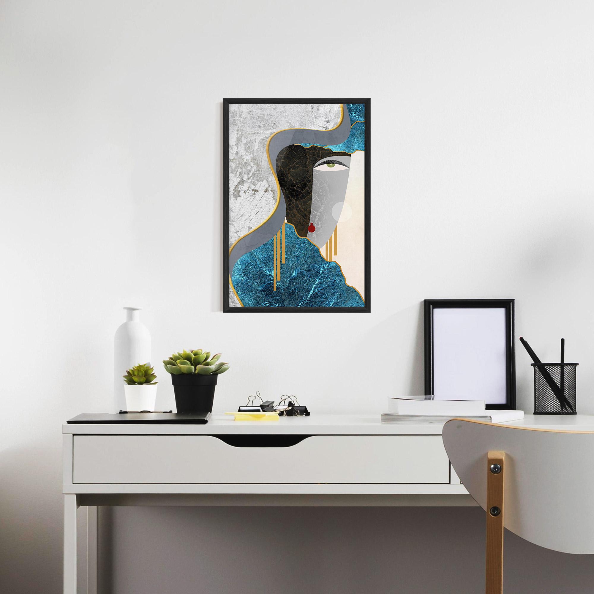 Рамкиран постер Abstract Blue Face mockup 7