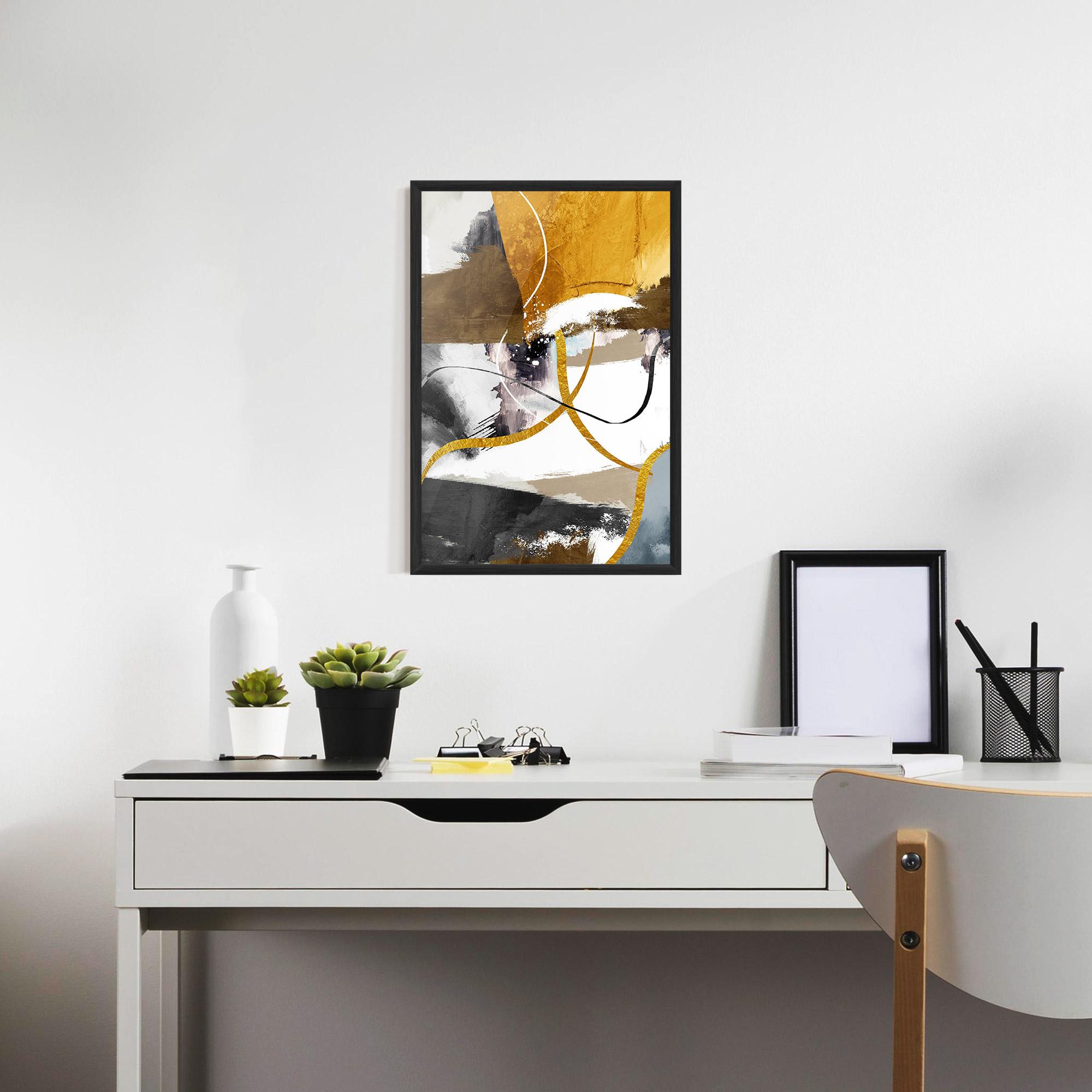 Рамкиран постер Chaotic Golden Painting mockup 7