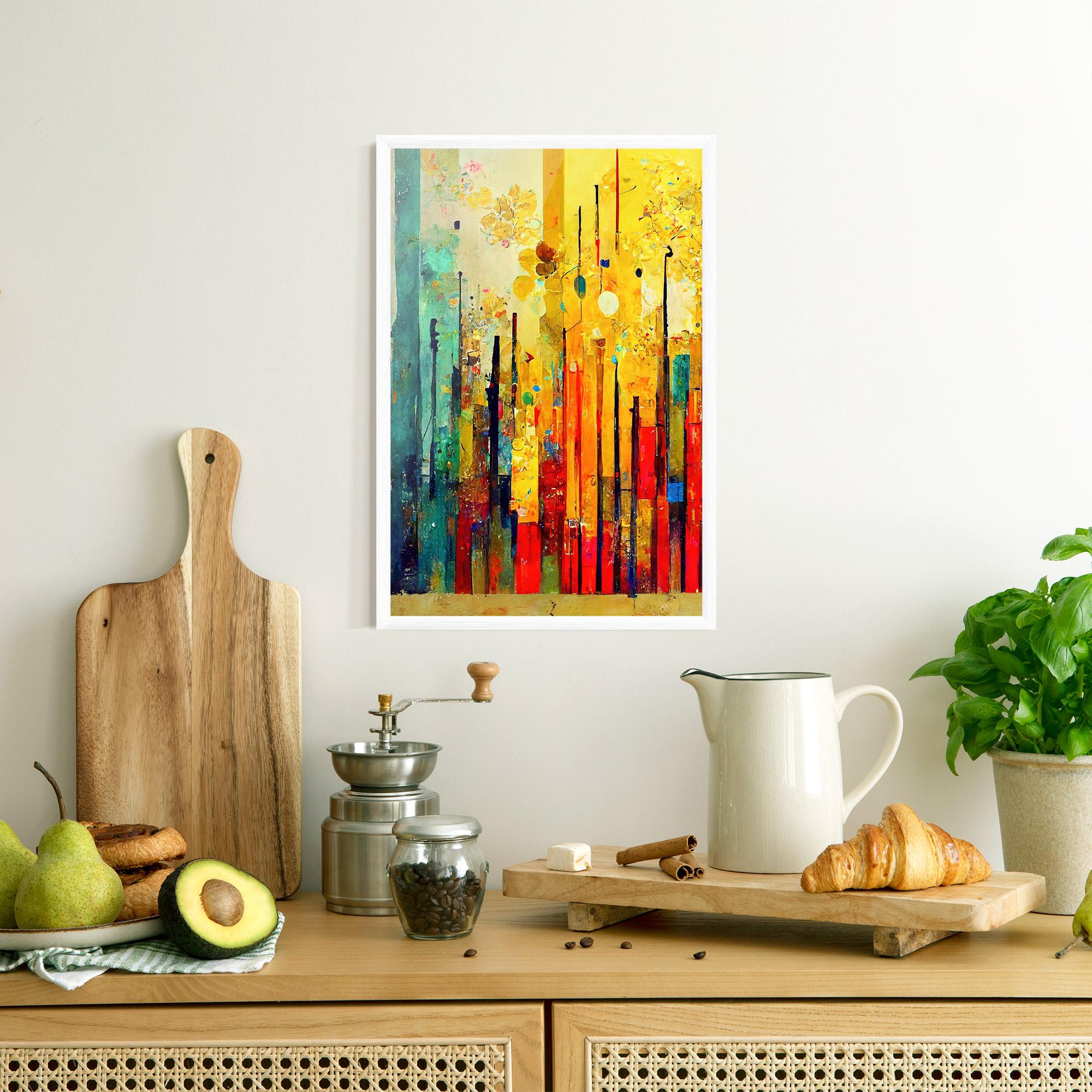 Рамкиран постер Black Lines On Yellow Light mockup 8