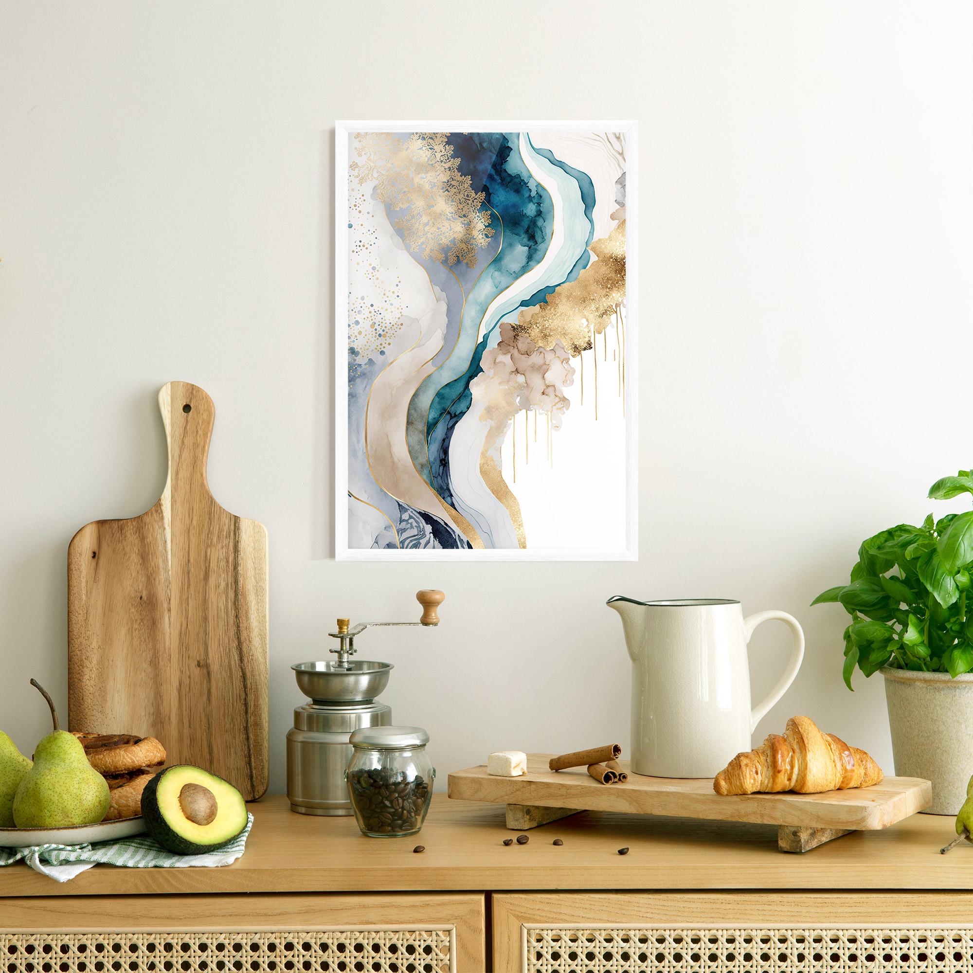 Рамкиран постер Light Blue Waves mockup 8