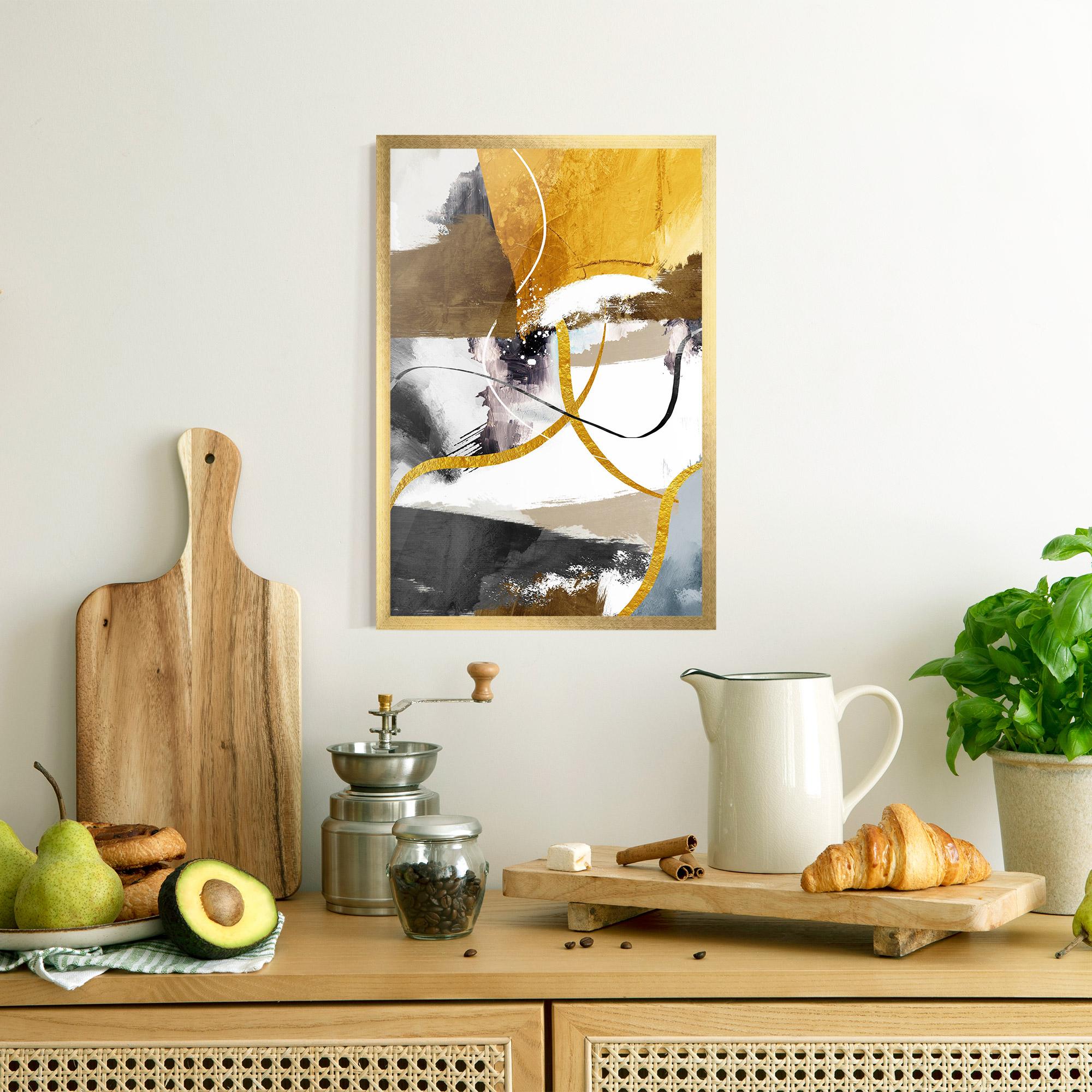 Рамкиран постер Chaotic Golden Painting mockup 8