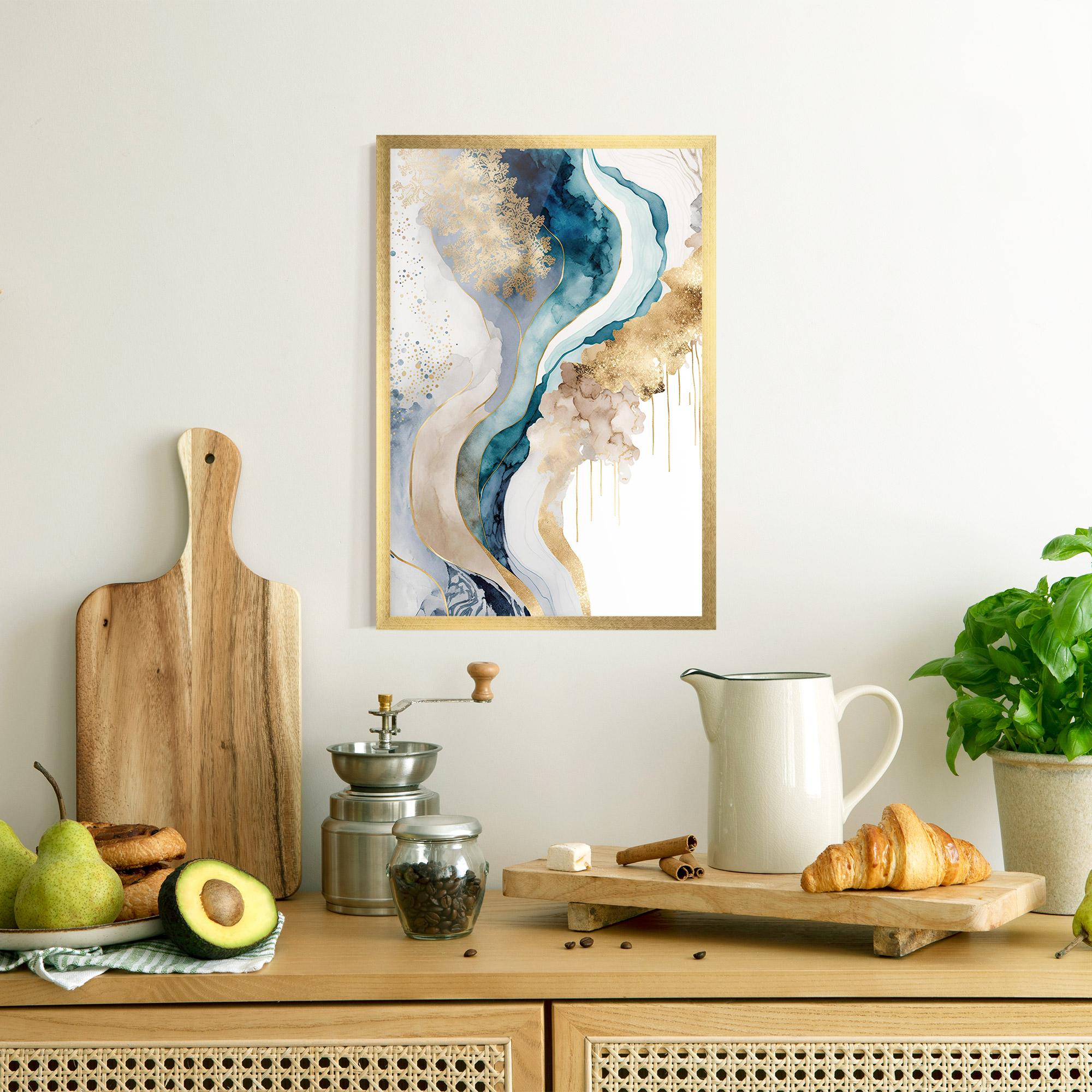 Рамкиран постер Light Blue Waves mockup 8