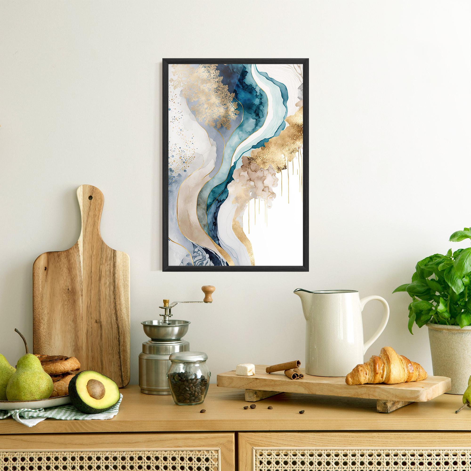 Рамкиран постер Light Blue Waves mockup 8