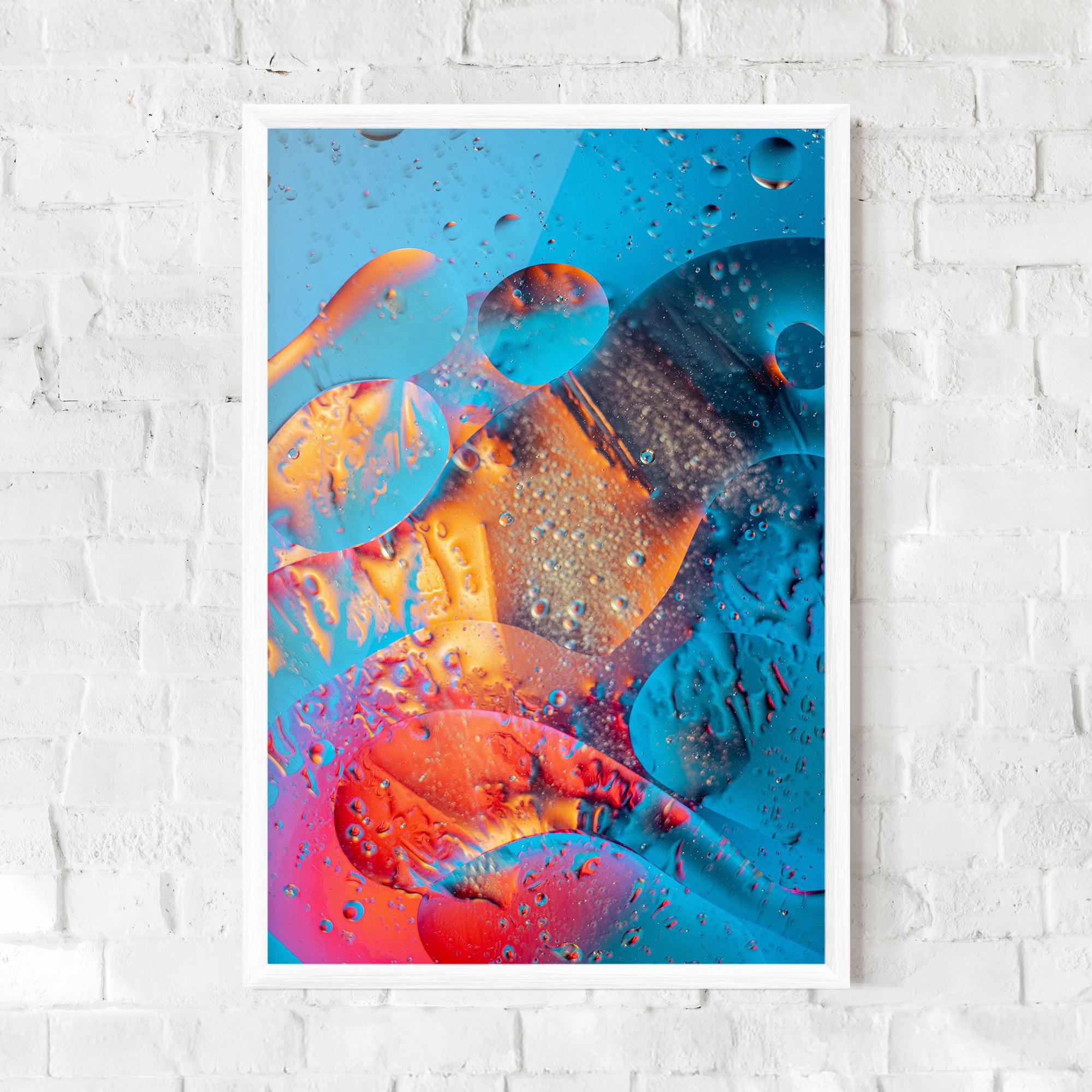 Рамкиран постер Blue Orange Drops mockup 0