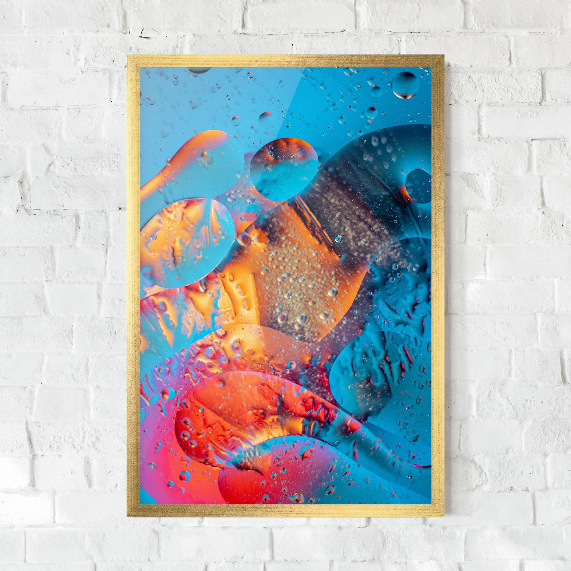 Рамкиран постер Blue Orange Drops mockup 0