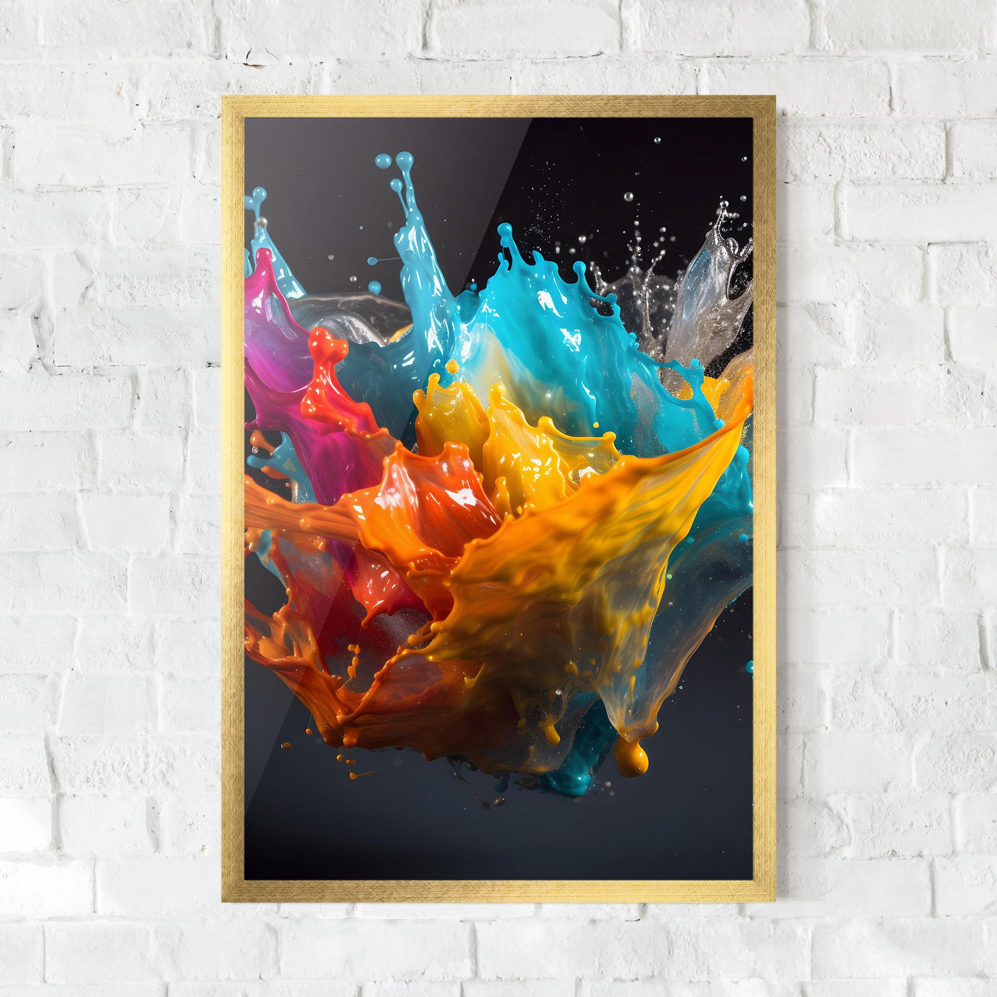 Рамкиран постер Colorful Splash Floating mockup 0