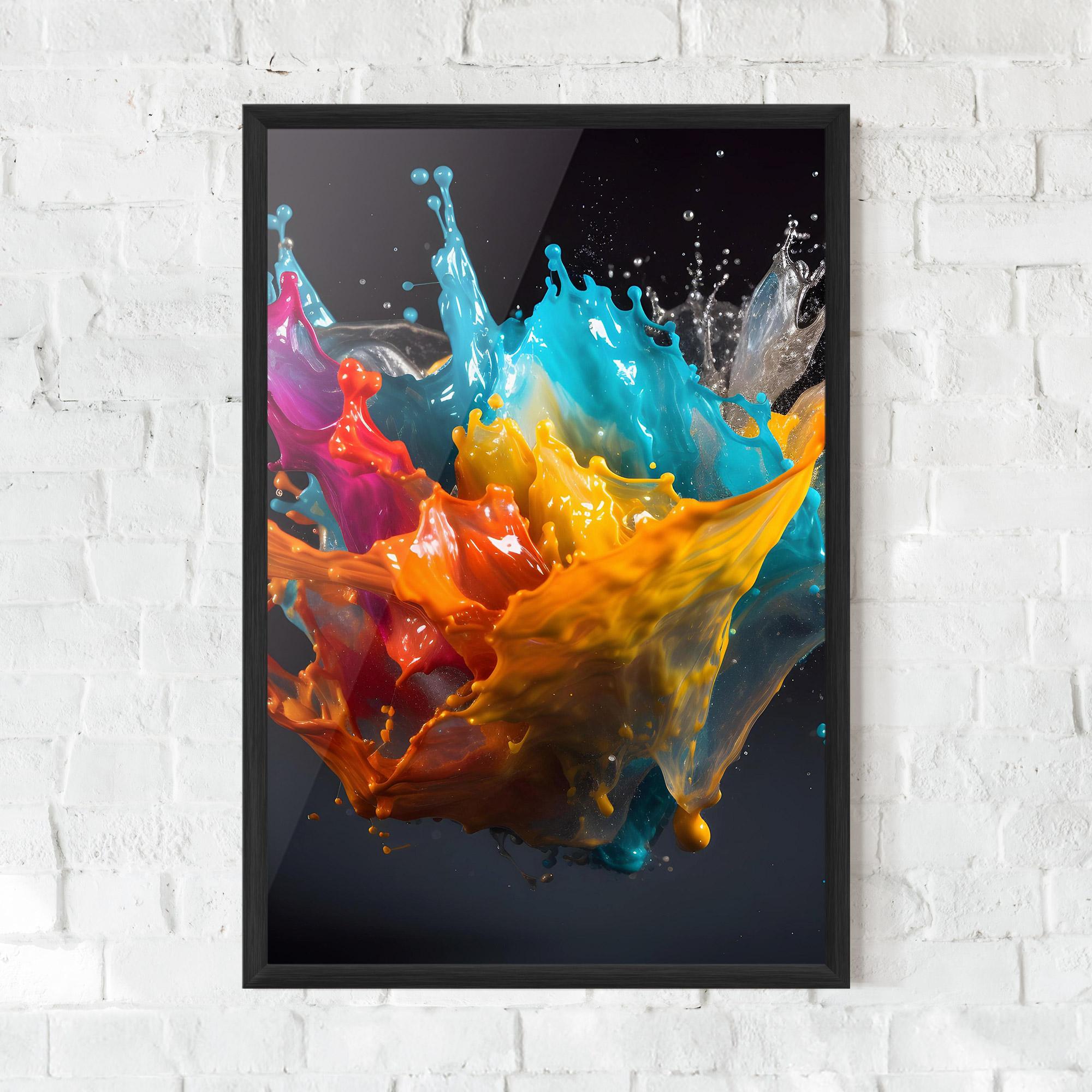 Рамкиран постер Colorful Splash Floating mockup 0
