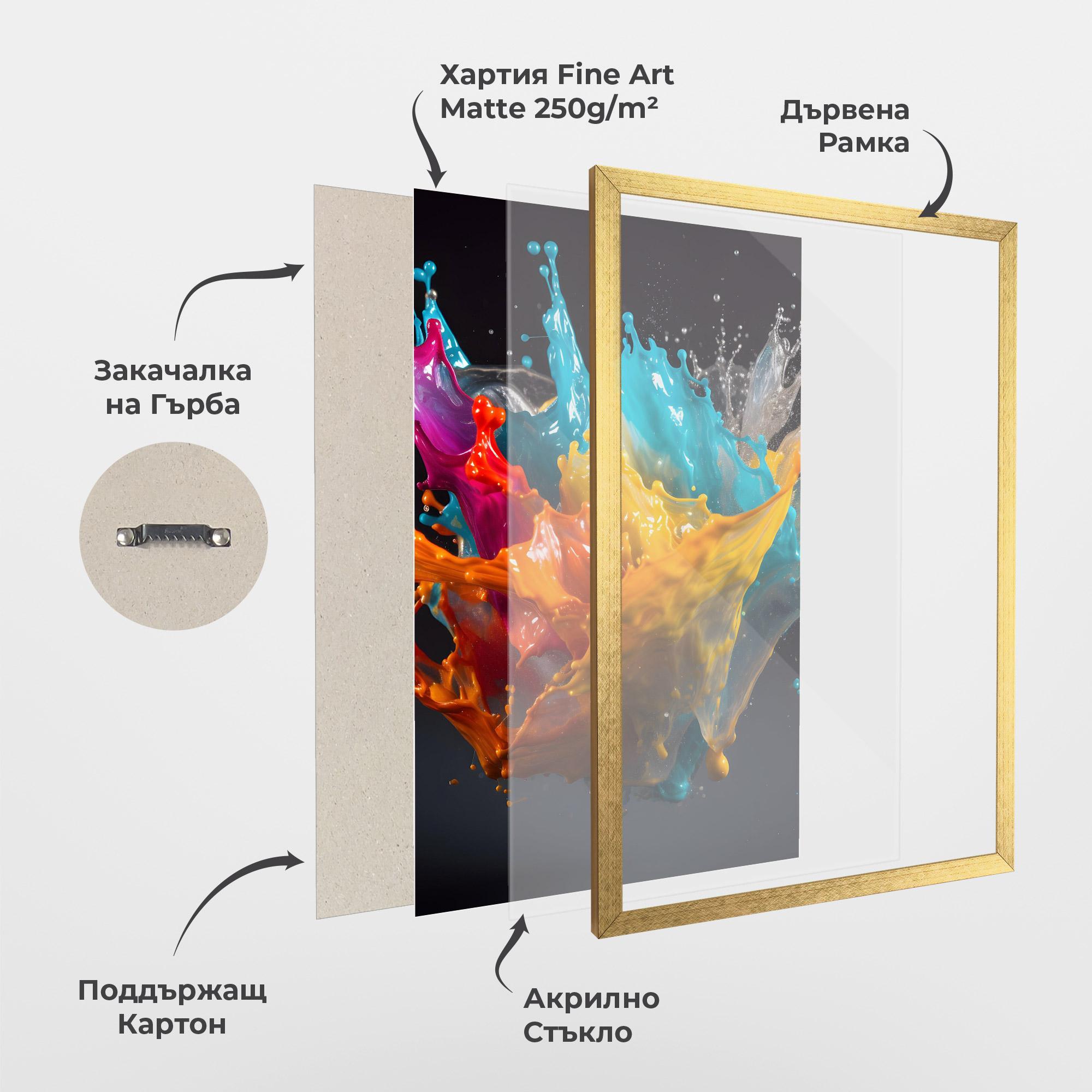 Рамкиран постер Colorful Splash Floating mockup 1