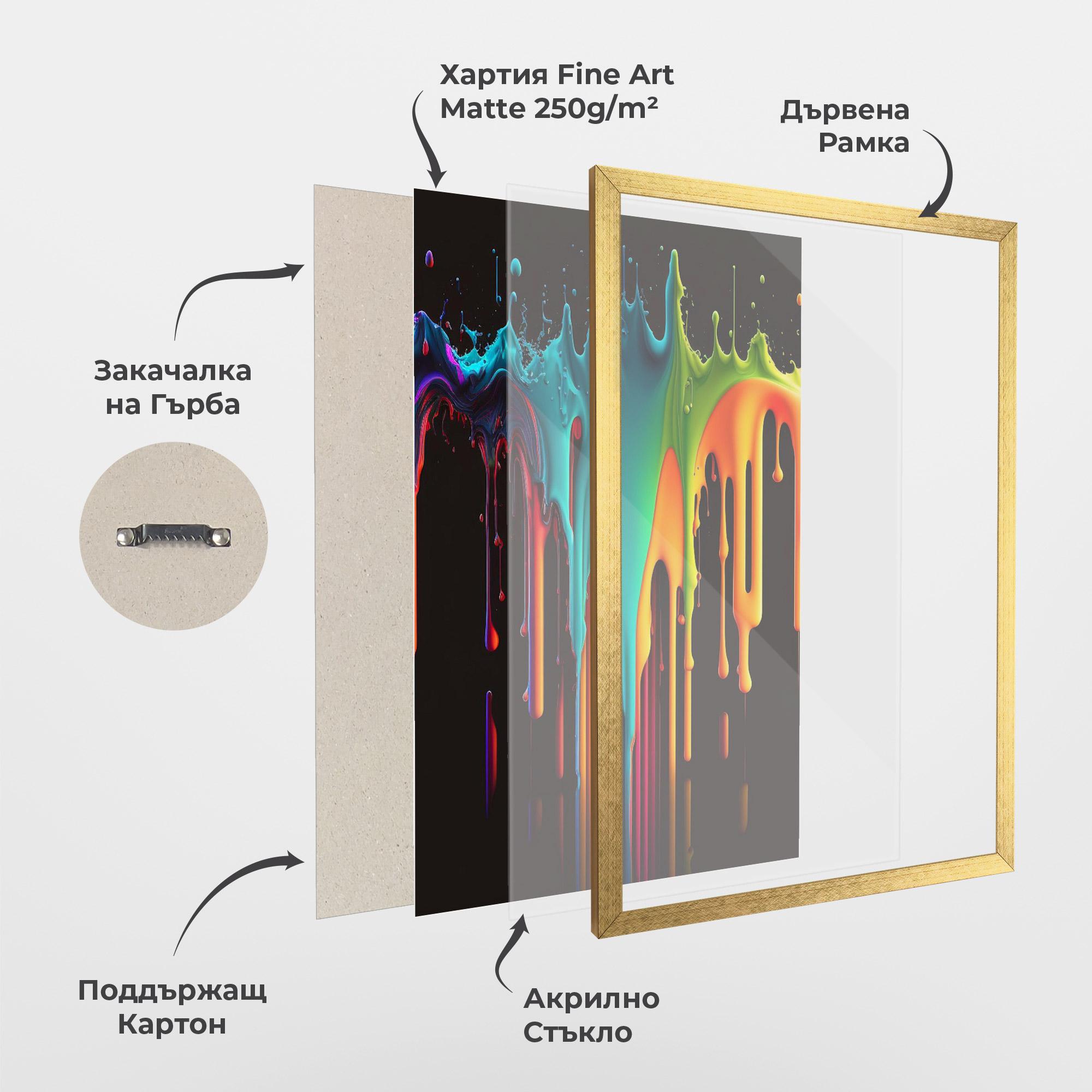 Рамкиран постер Rainbow Floating Colors mockup 1