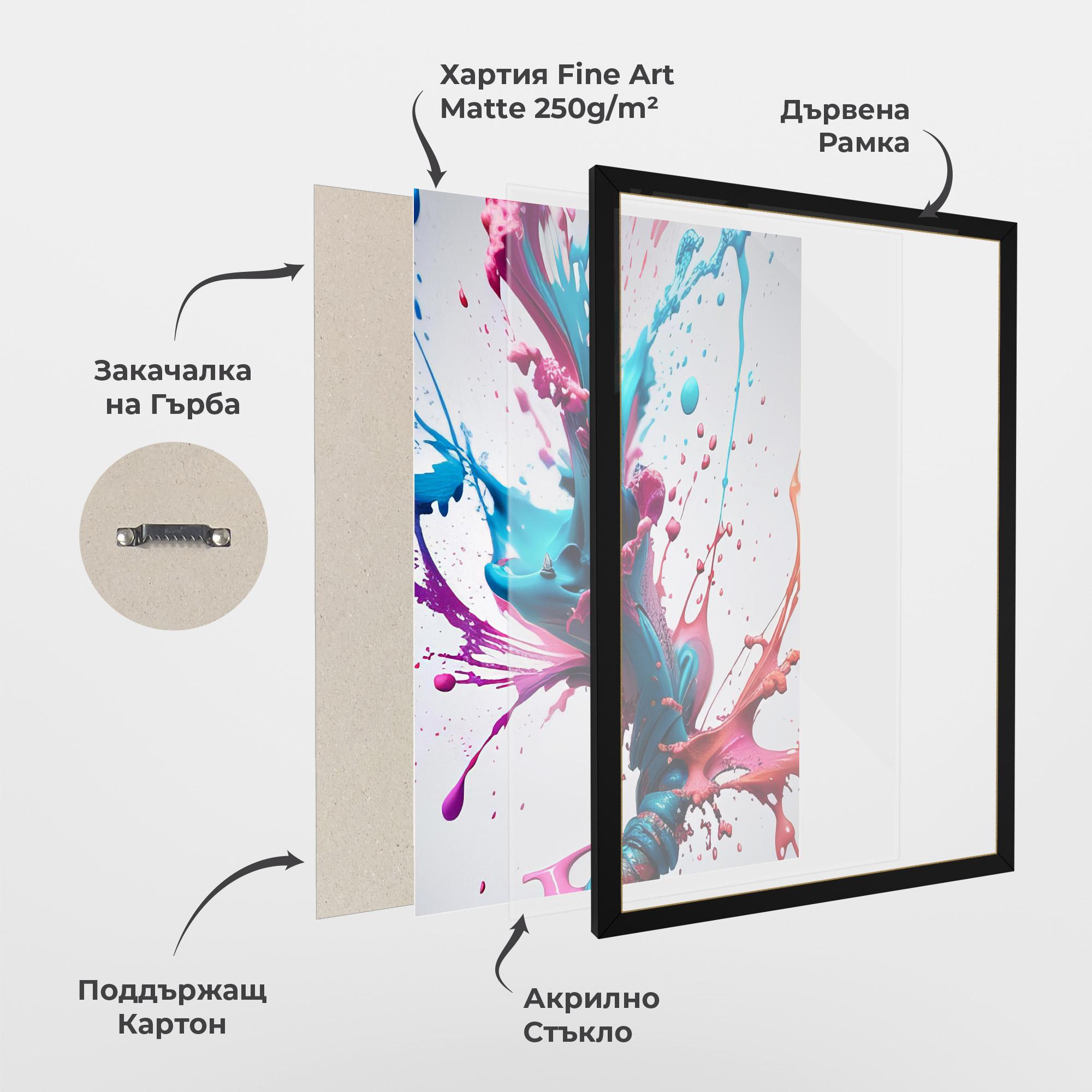 Рамкиран постер Blue Pink Splash mockup 1