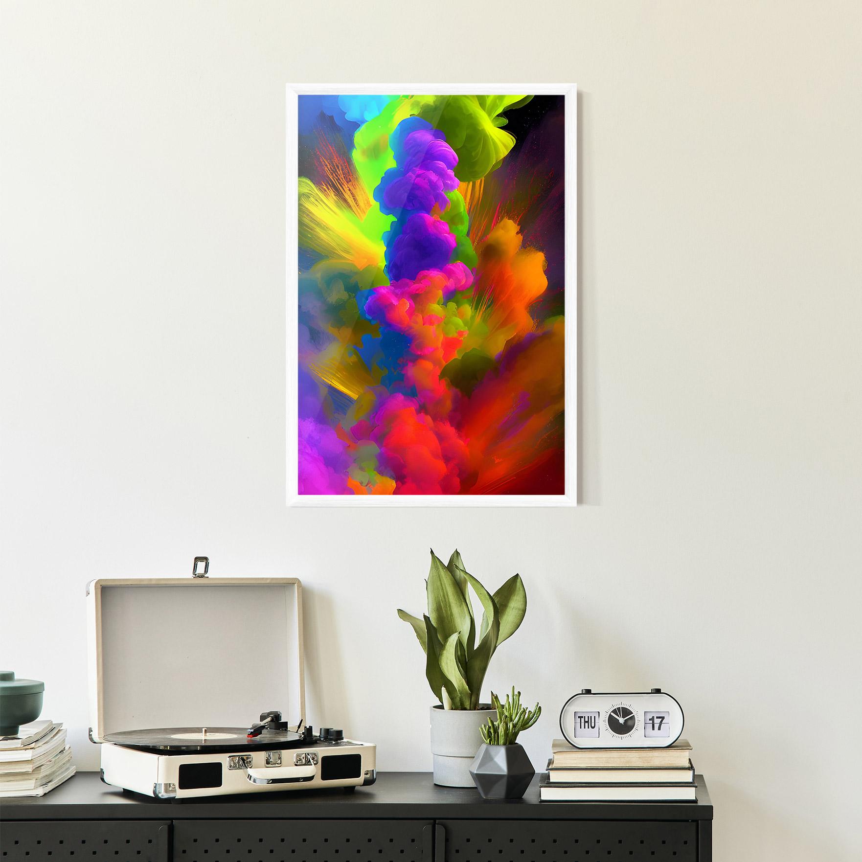 Рамкиран постер Blurred Colorful Smoke mockup 2