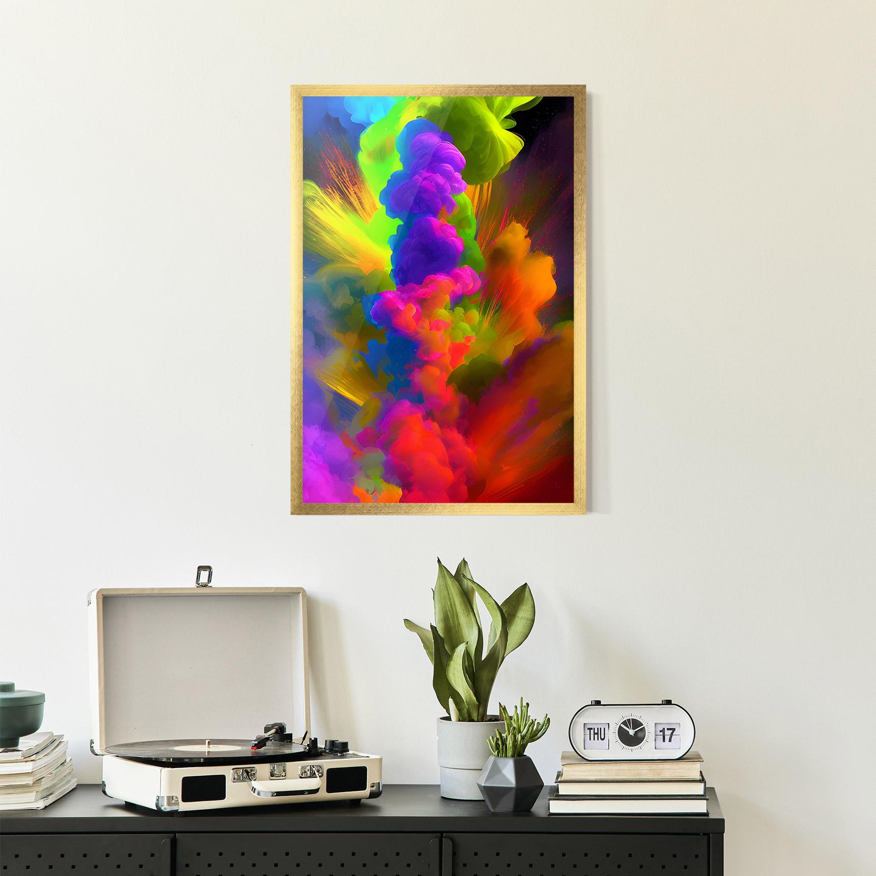 Рамкиран постер Blurred Colorful Smoke mockup 2