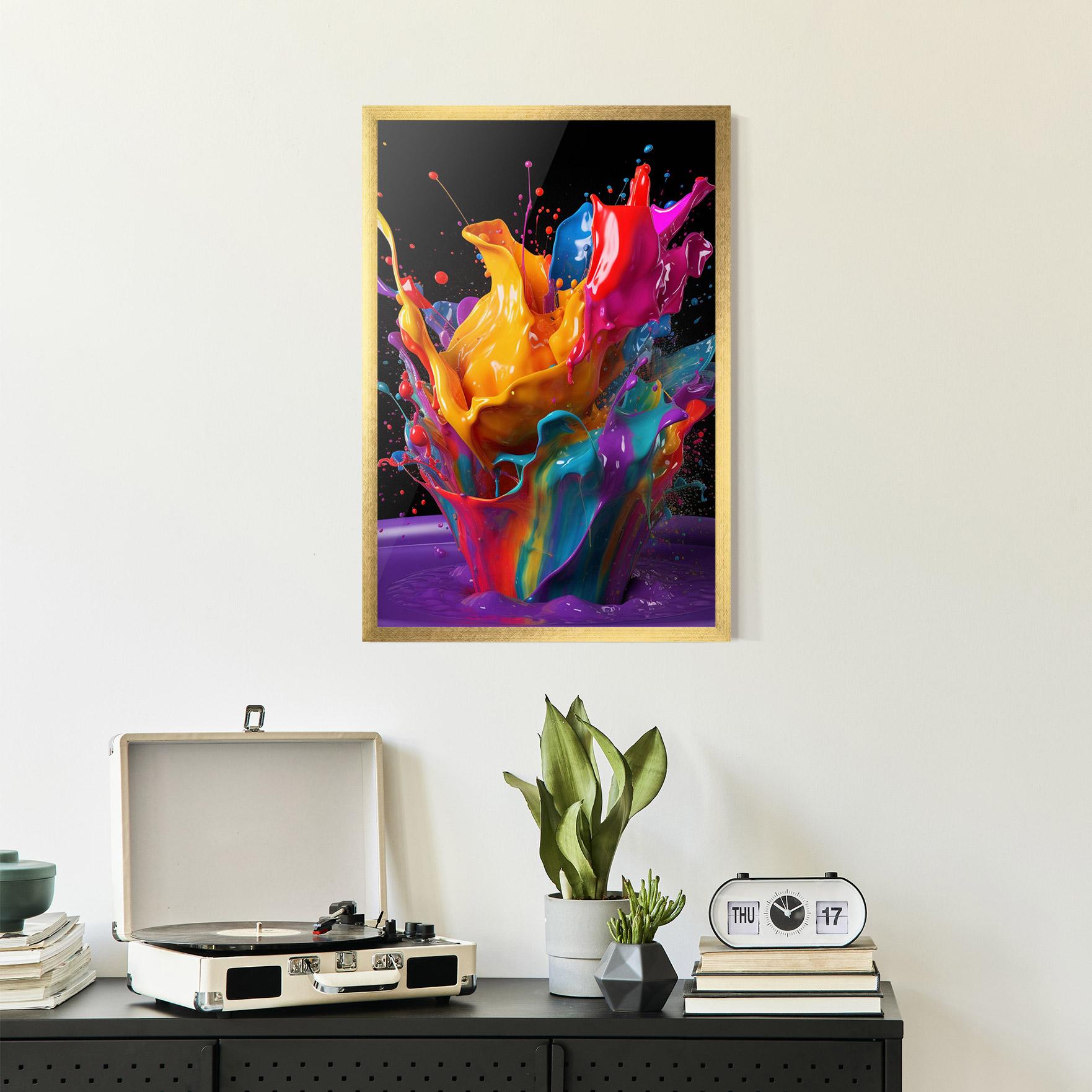 Рамкиран постер Brightly Color Splashing mockup 2