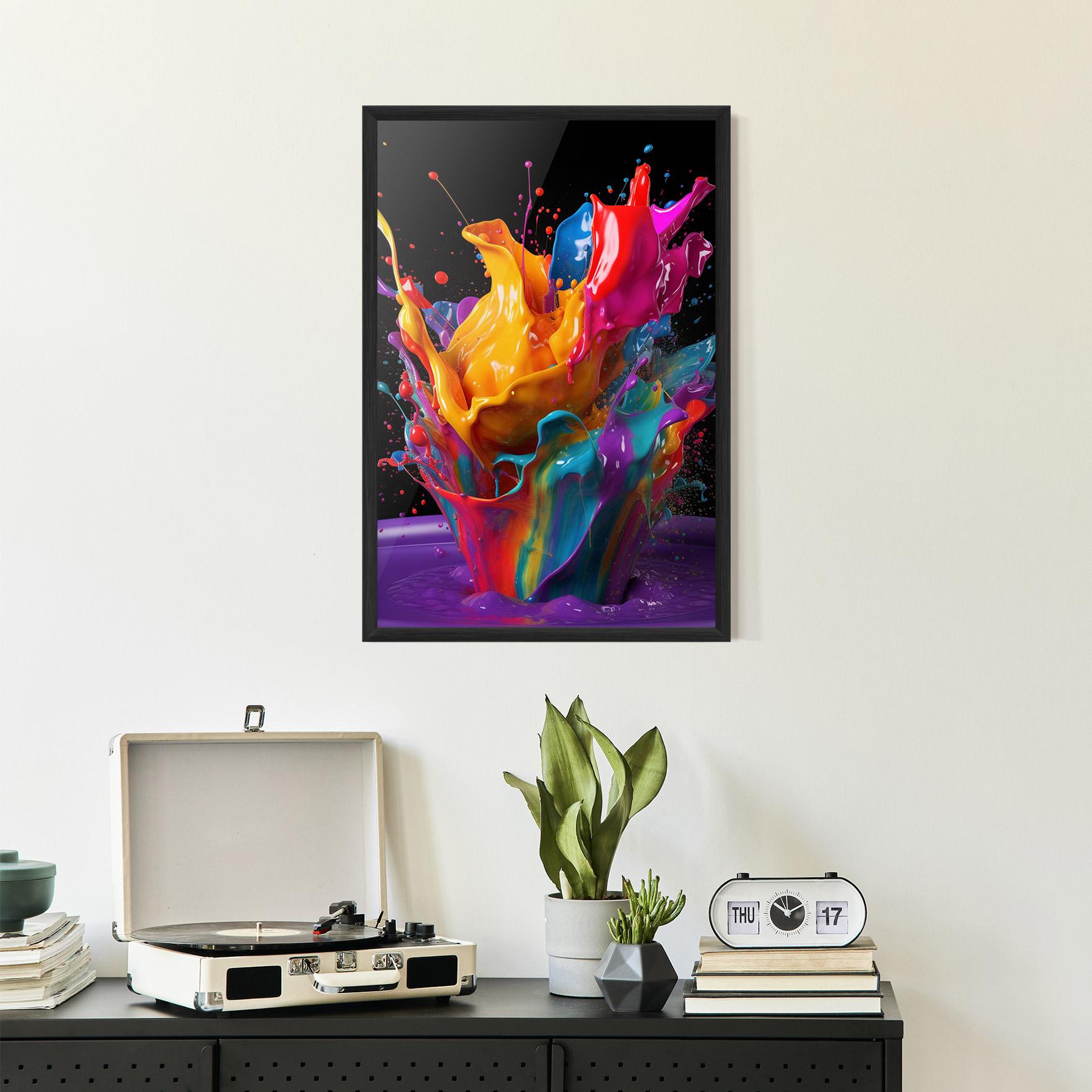 Рамкиран постер Brightly Color Splashing mockup 2