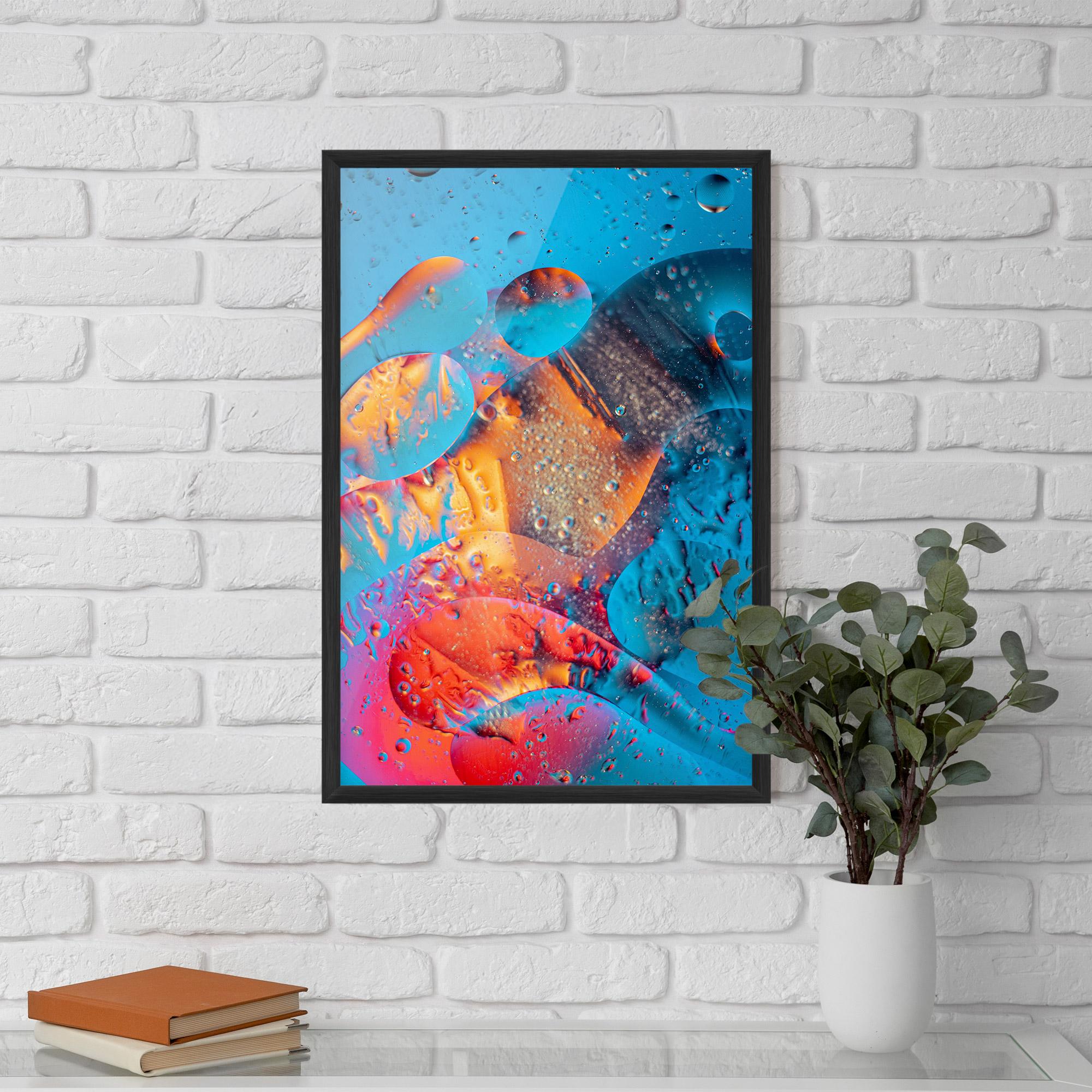 Рамкиран постер Blue Orange Drops mockup 5