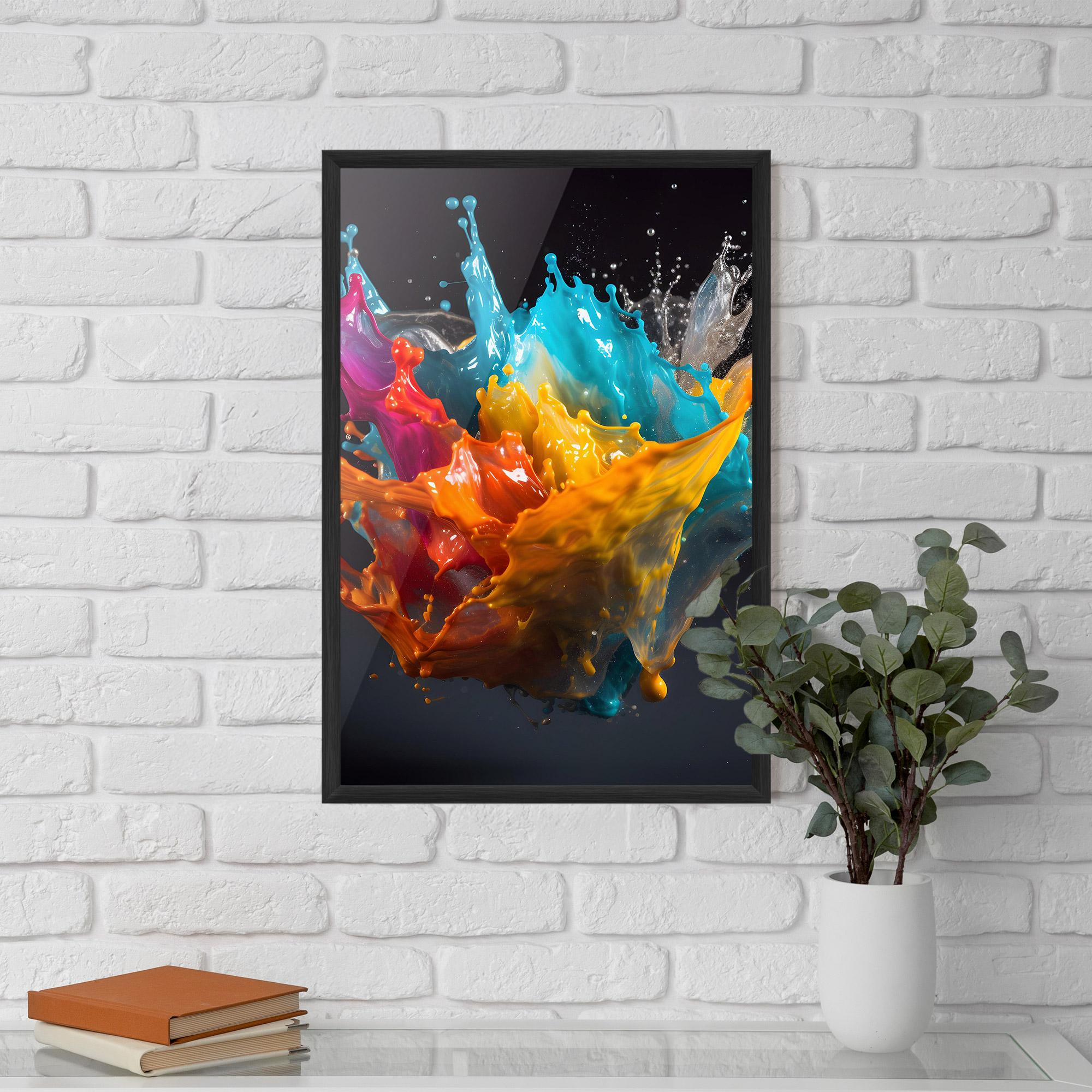 Рамкиран постер Colorful Splash Floating mockup 5