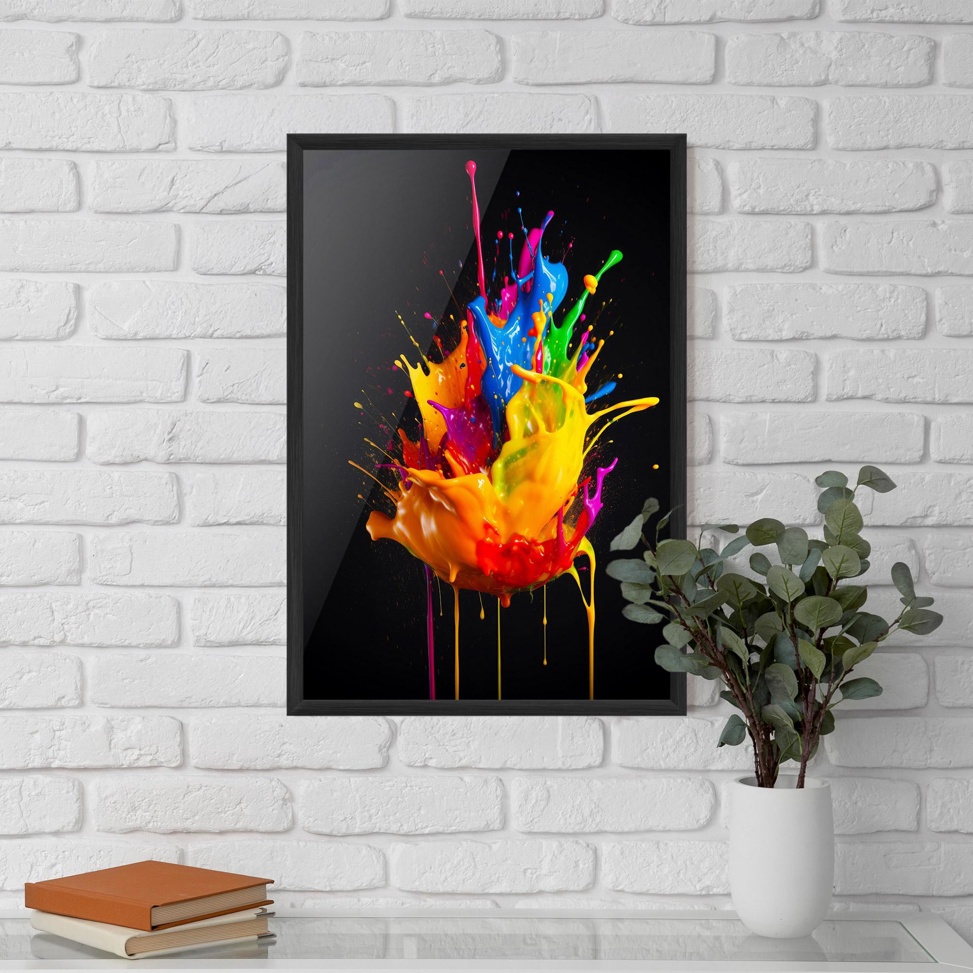 Рамкиран постер Yellow Splash Floating mockup 5