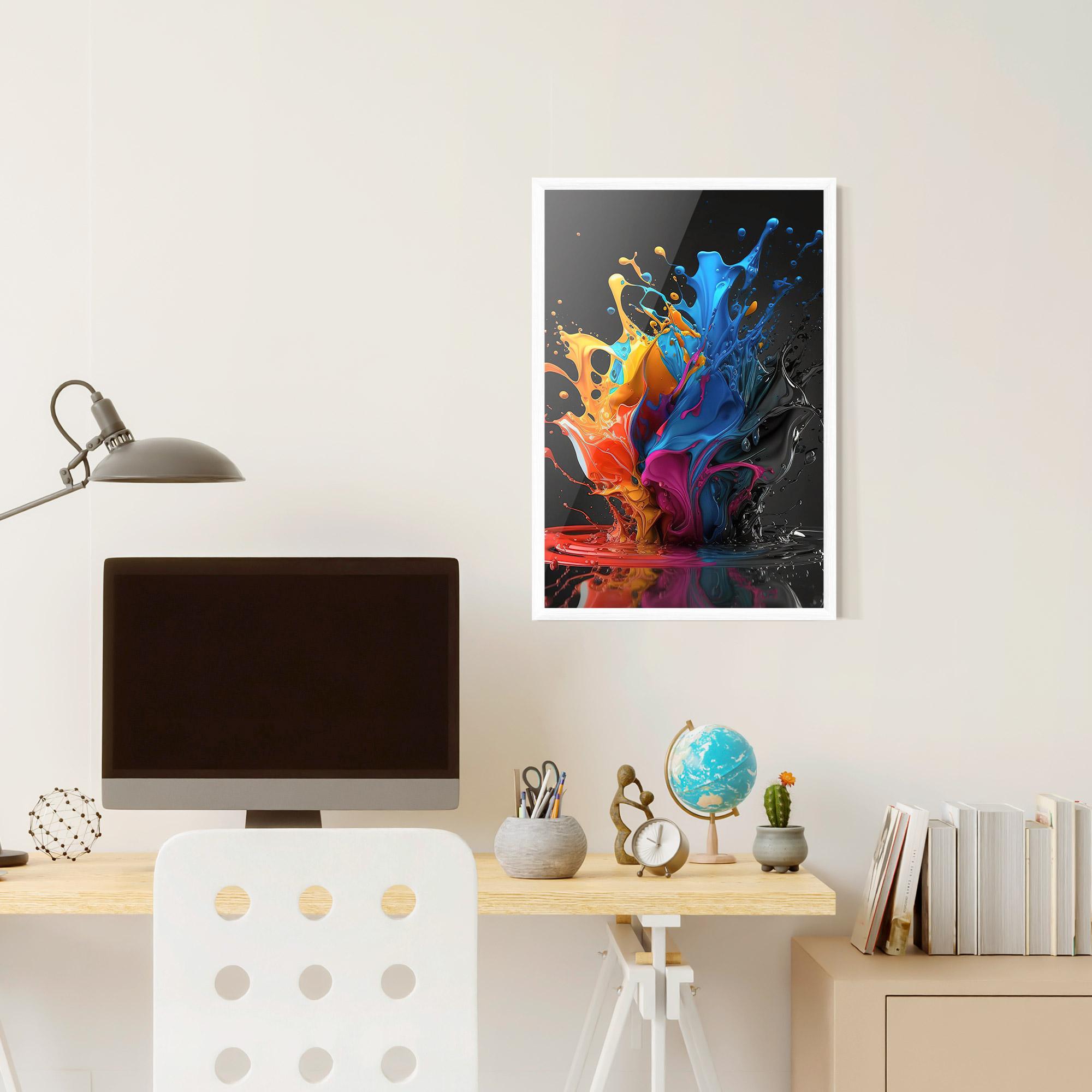 Рамкиран постер Black Blue Splash mockup 6