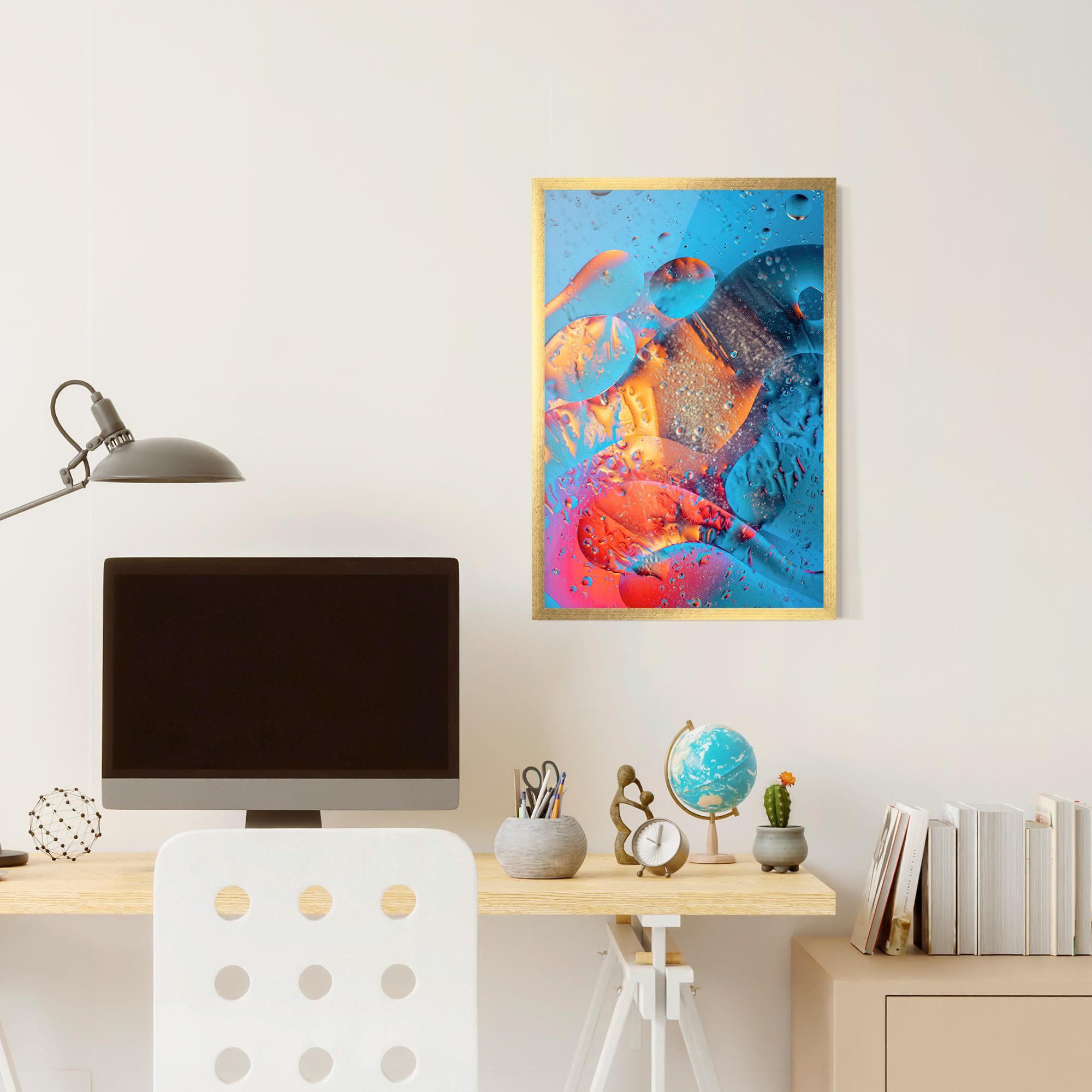 Рамкиран постер Blue Orange Drops mockup 6