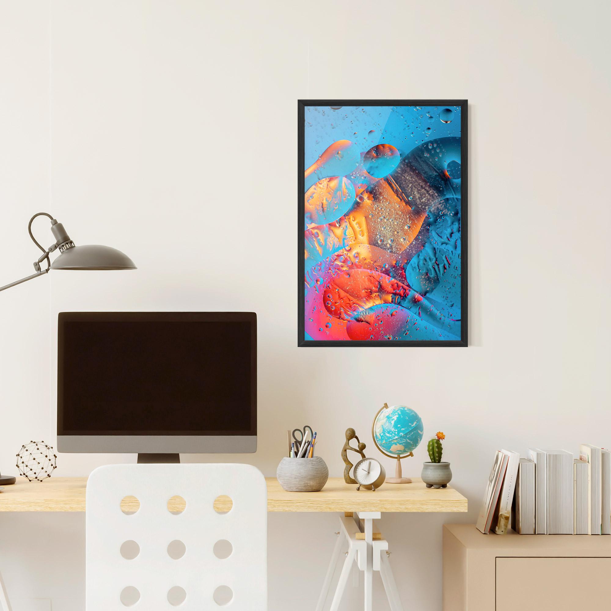 Рамкиран постер Blue Orange Drops mockup 6